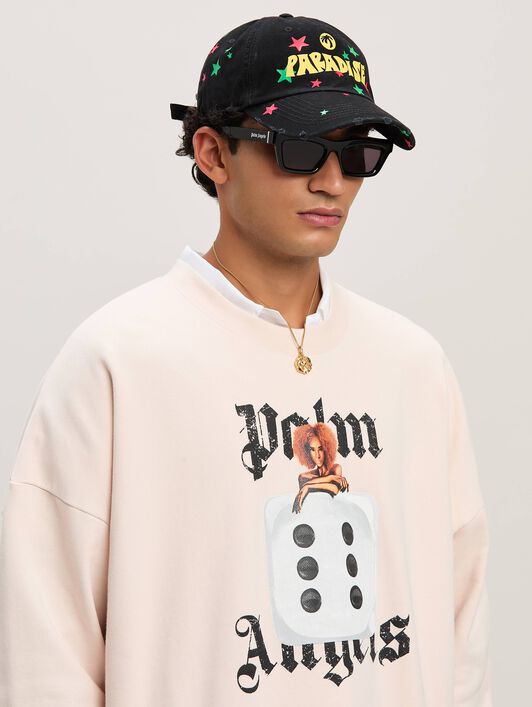 PALM ANGELS  Pin-up Sweatshirt mit Rundhalsausschnitt SOFT PINK - BLACK PMBA080S25FLE003