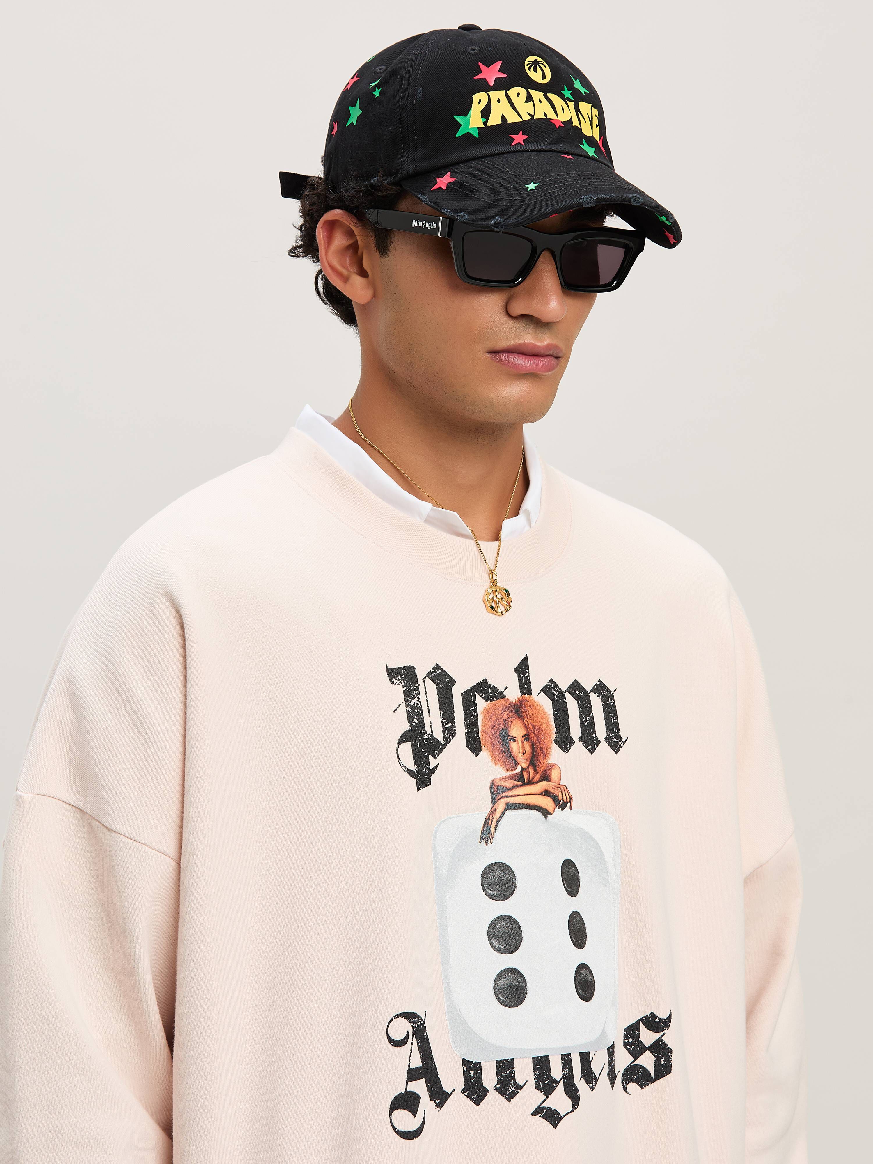 PALM ANGELS  Pin-up Sweatshirt mit Rundhalsausschnitt SOFT PINK - BLACK PMBA080S25FLE003