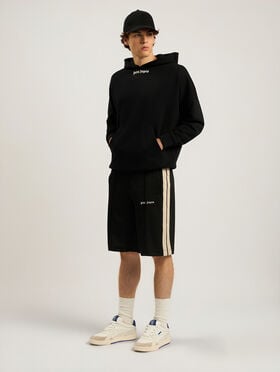 PALM ANGELS Classic Logo Track Shorts BLACK - OFF WHITE PAMCL01F26FB01