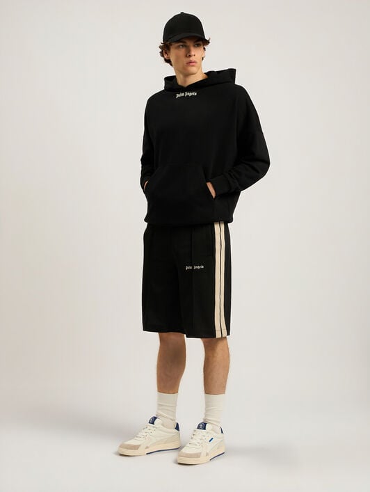 PALM ANGELS Classic Logo Track Shorts BLACK - OFF WHITE PAMCL01F26FB01