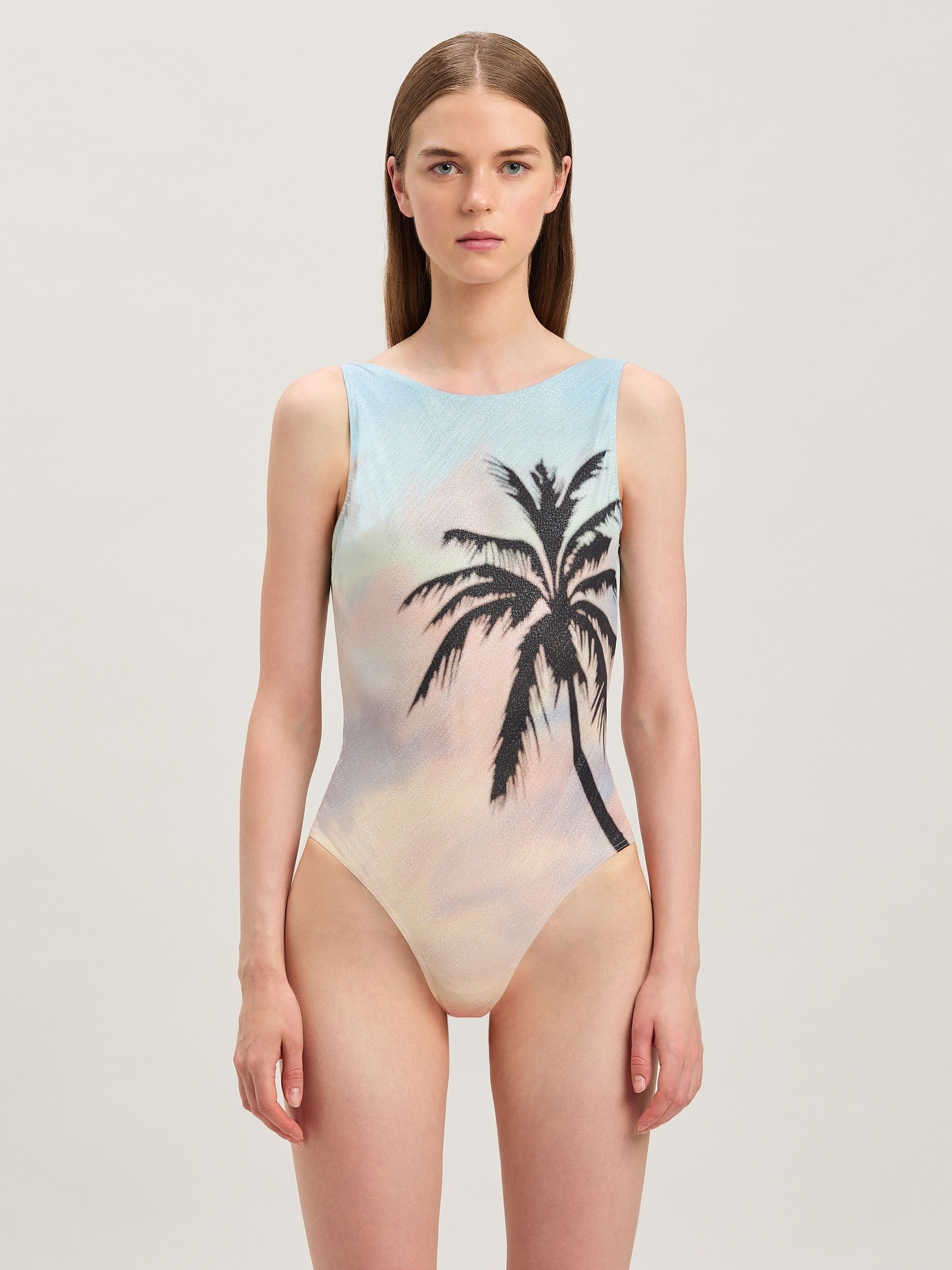 PALM ANGELS  Sunrise palm swimsuit MULTICOLOR - BLACK PWFC001S25FAB001