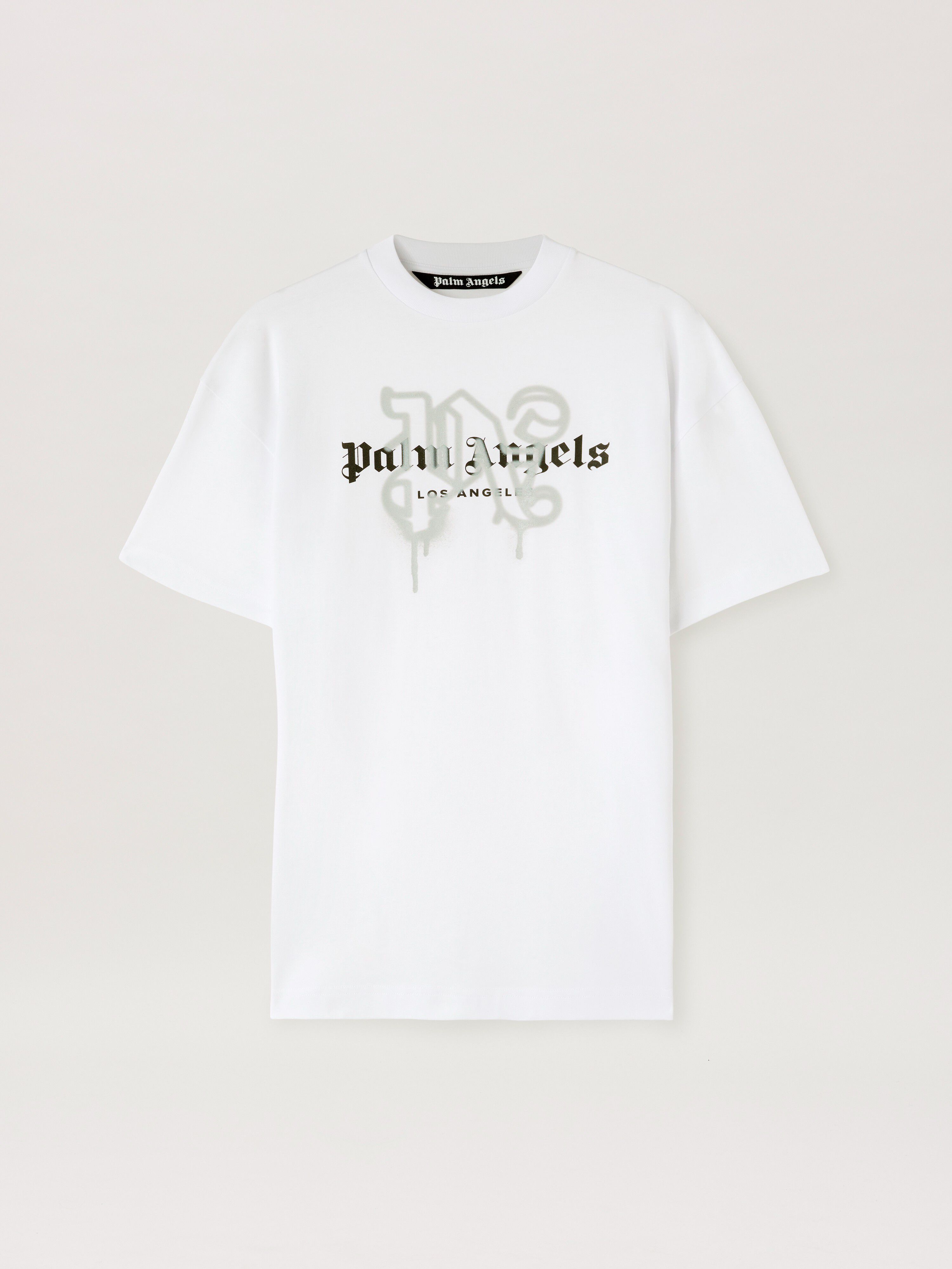 PALM ANGELS Monogram Spray City T-Shirt Los Angels WEIß PMAA001C99JER025