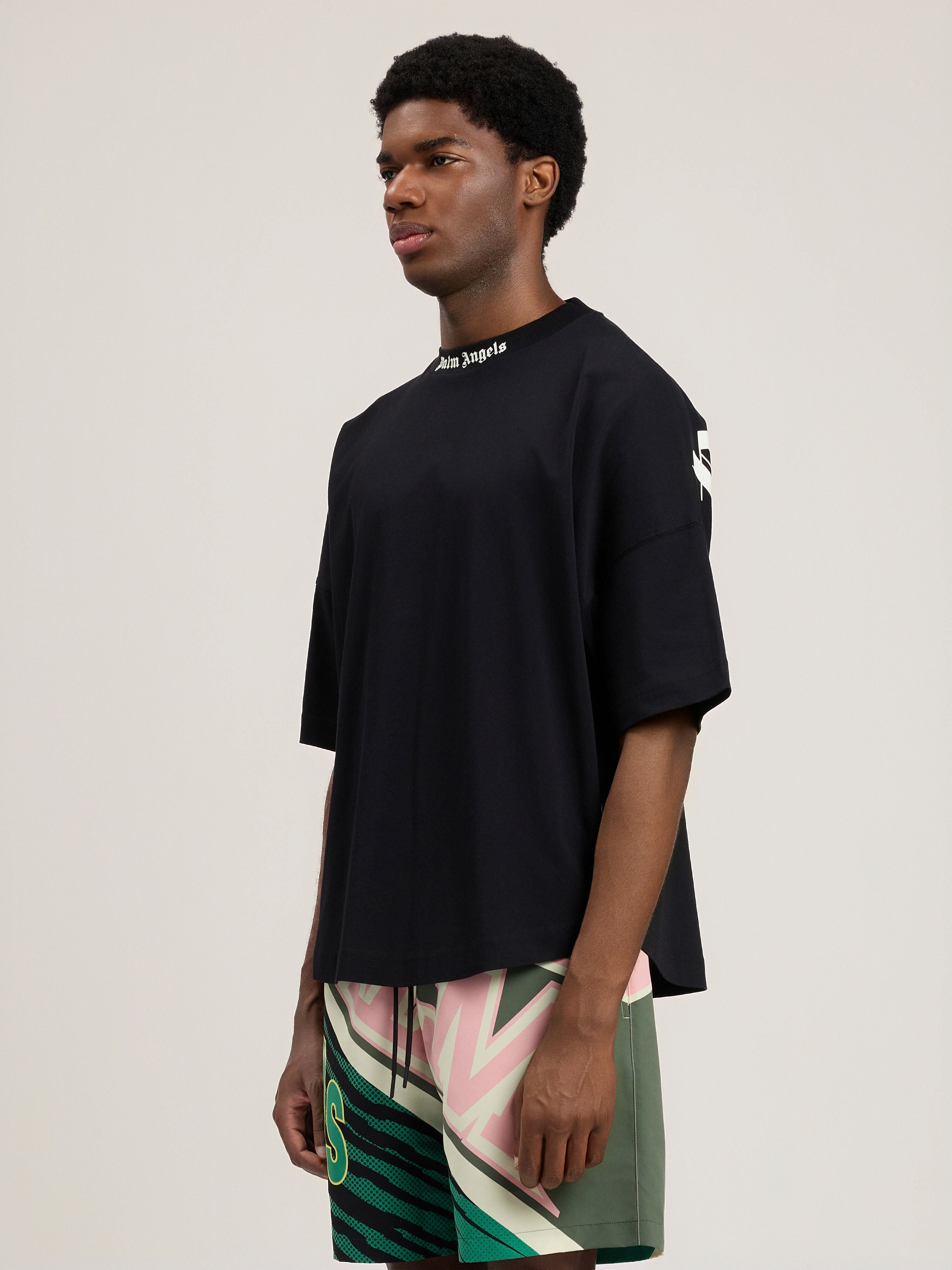 PALM ANGELS Classic Logo Over T-Shirt BLACK OFF WHITE PMAA10BS26JER001