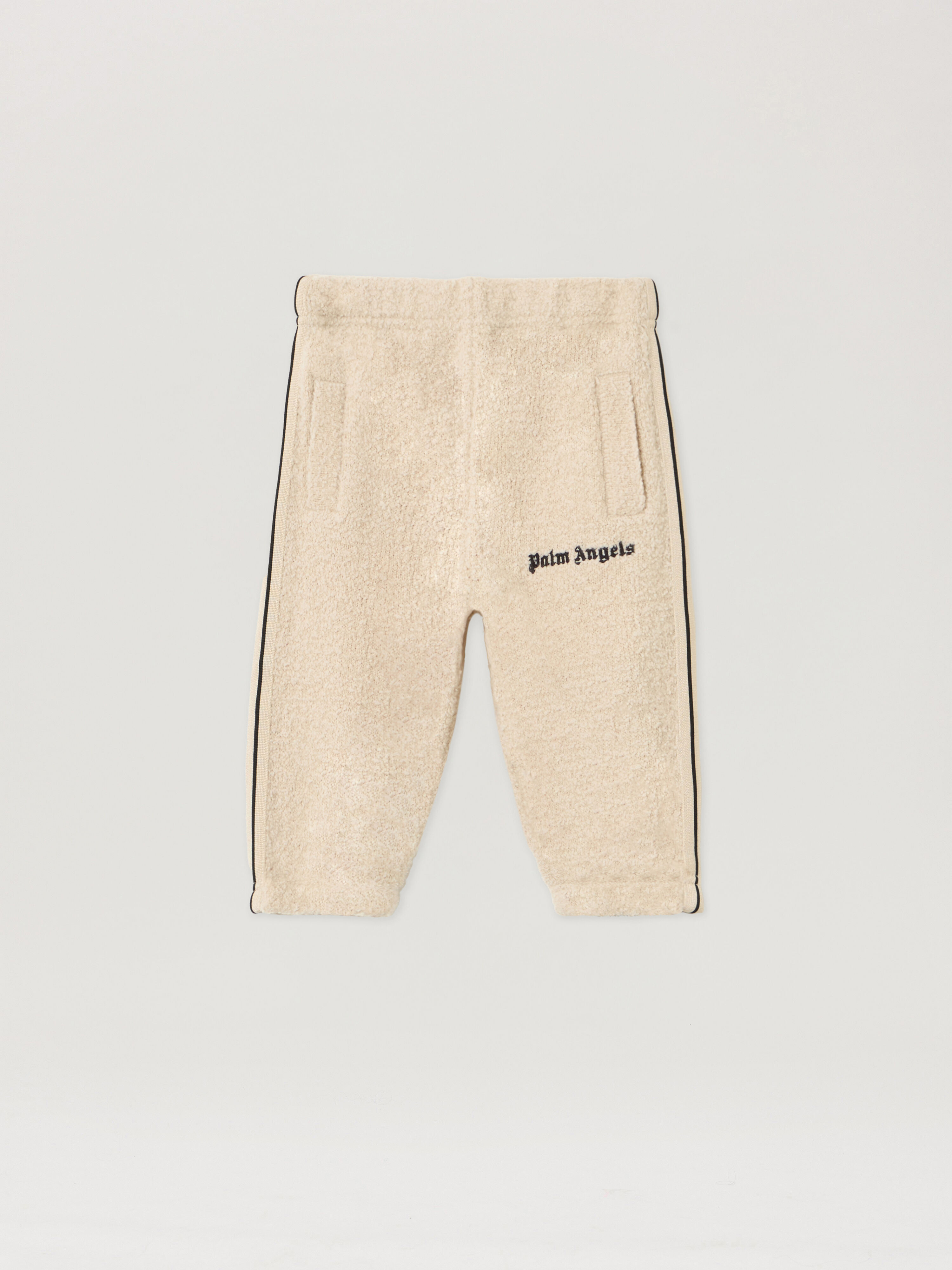 PALM ANGELS Logo Teddy Track Knit Pants ECRU - BROWN PBXQ002F25KNI001