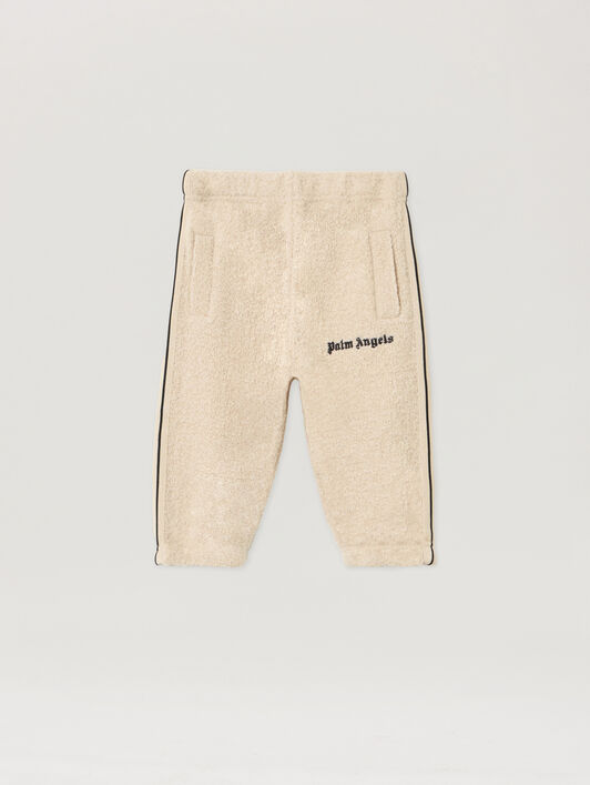 Logo Teddy Track Knit Pants PALM ANGELS Logo Teddy Track Knit Pants ECRU - BROWN PBXQ002F25KNI001