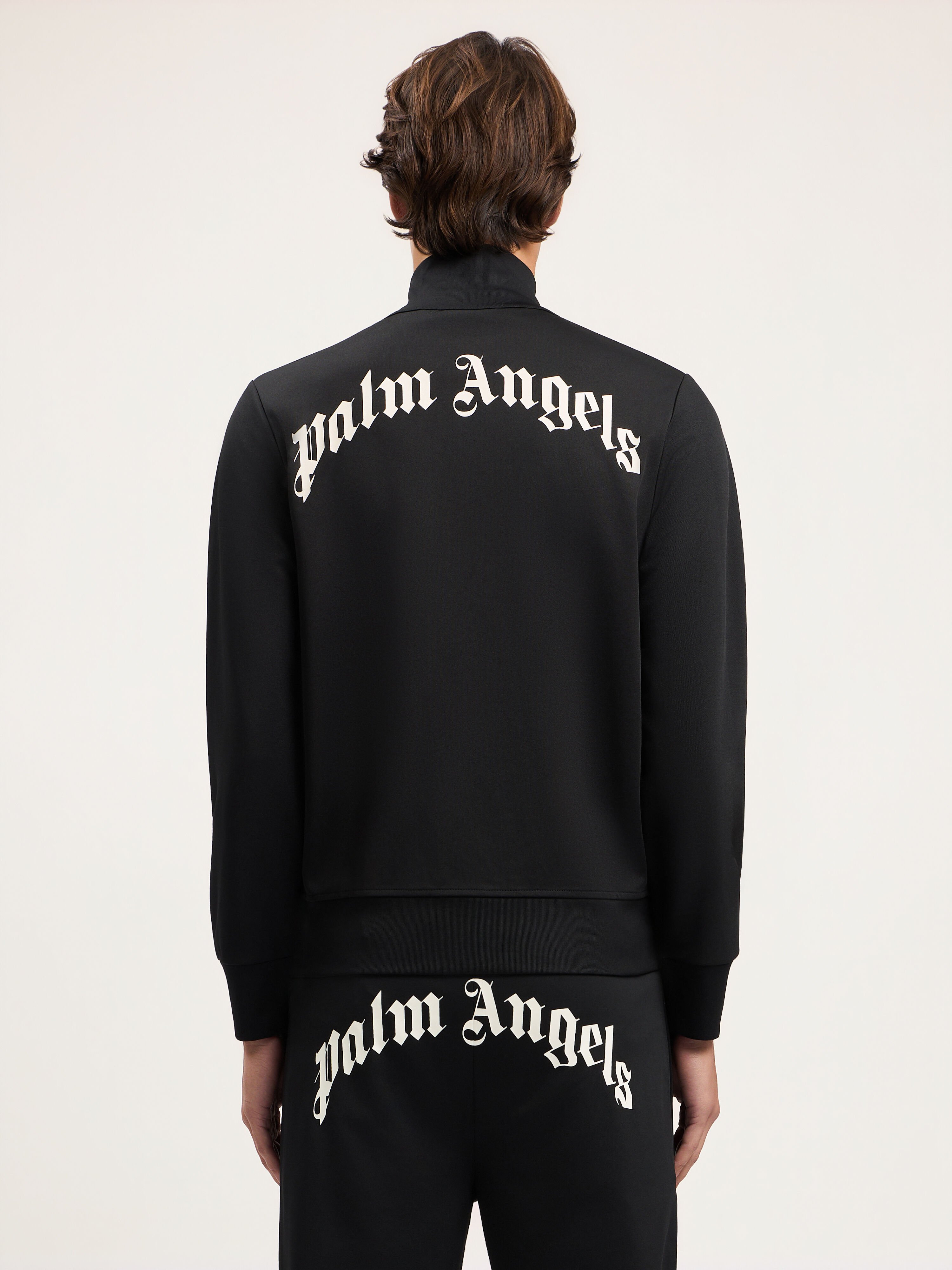 PALM ANGELS Curved Logo Track Jacket BLACK OFF WHITE PMBD089S26FAB001
