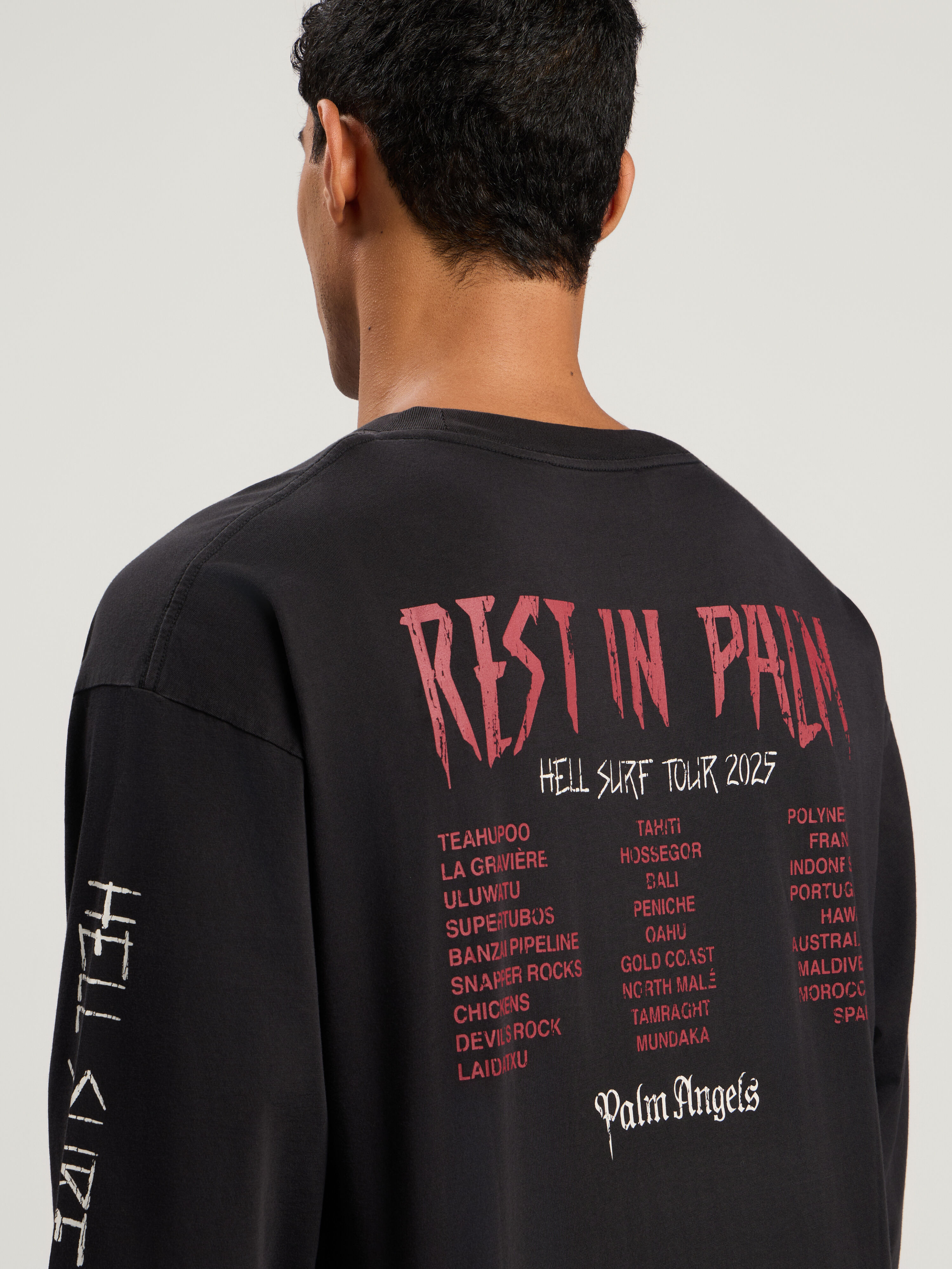 PALM ANGELS Rest In Palm Long Sleeve T-Shirt BLACK - MULTICOLOR PMAB058F25JER004