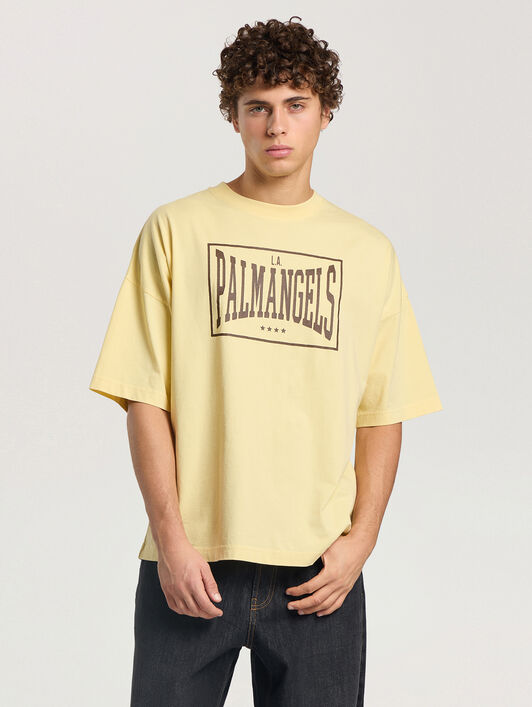 PALM ANGELS Vintage Box Logo Loose T-Shirt LIGHT YELLOW - BROWN PAMAA03F26JR04