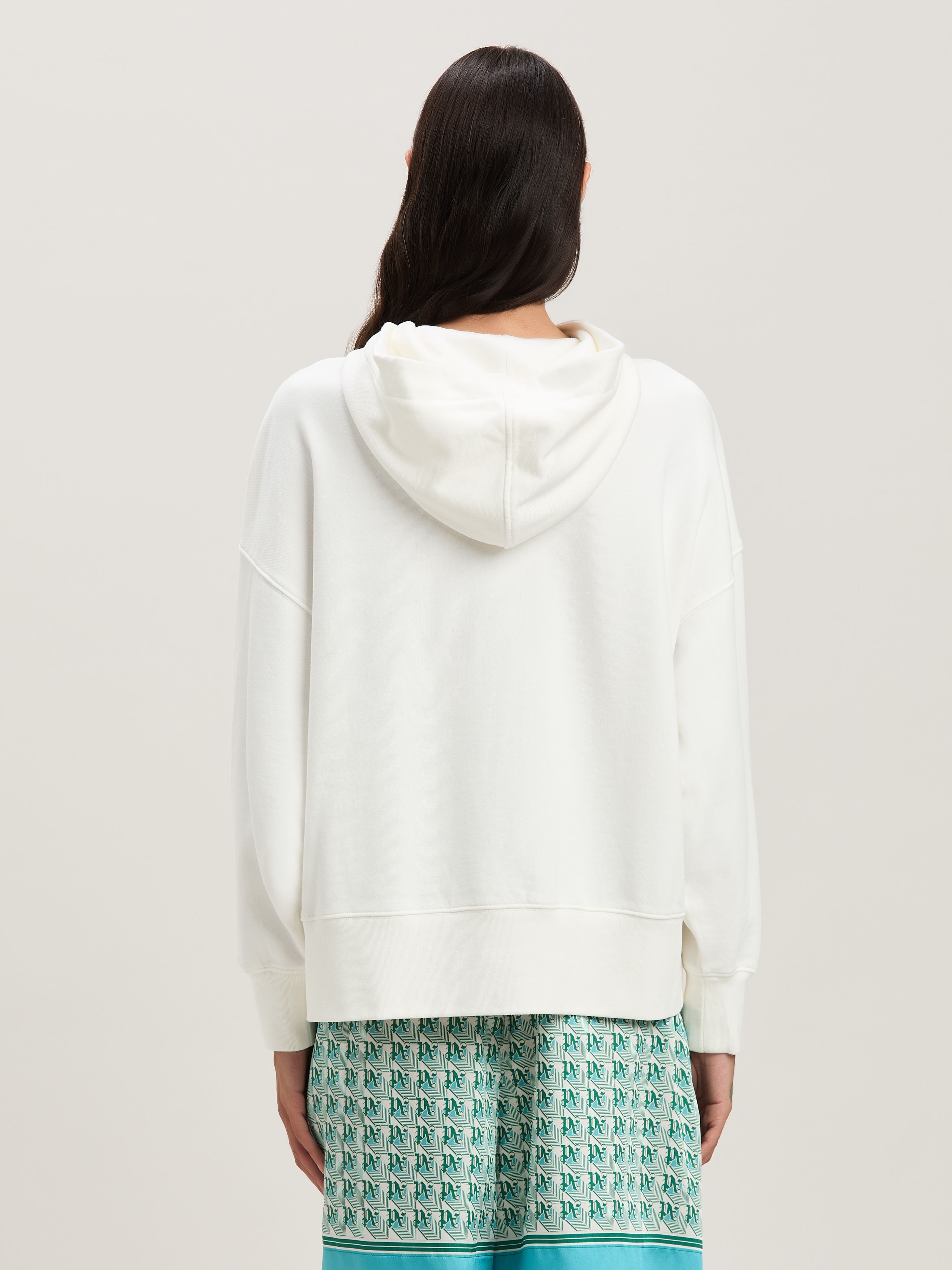 PALM ANGELS  Hoodie mit geschwungenem Logo OFF WHITE - SILVER PWBB074S25FLE002