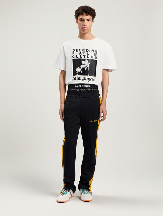PALM ANGELS Decoding Palm Culture Regular T-Shirt OFF WHITE - BLACK PMAA109F25JER006
