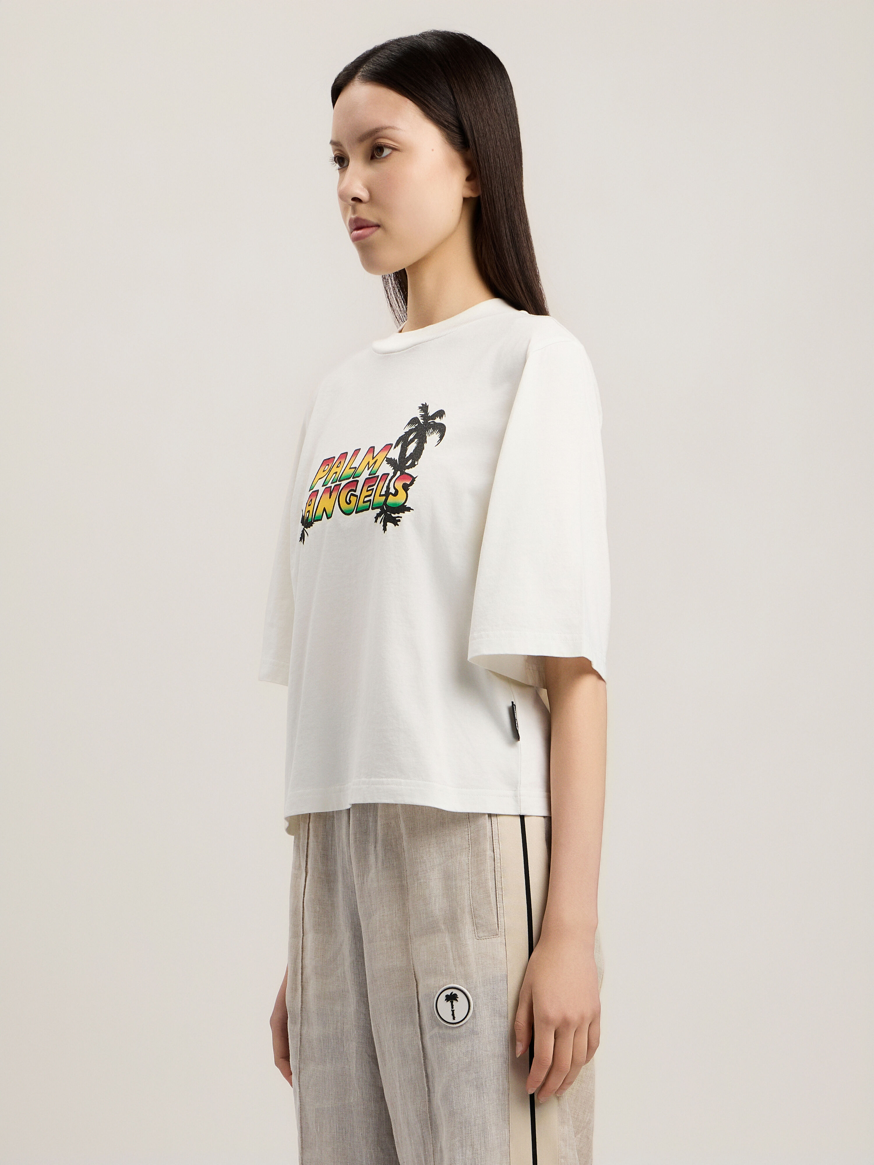 PALM ANGELS Sunset Graphic Boxy T-Shirt OFF WHITE MULTICOLOR PWAA079S26JER007