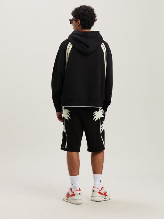 PALM ANGELS  Palm Inlay knit shorts BLACK - OFF WHITE PMHM012S25KNI002