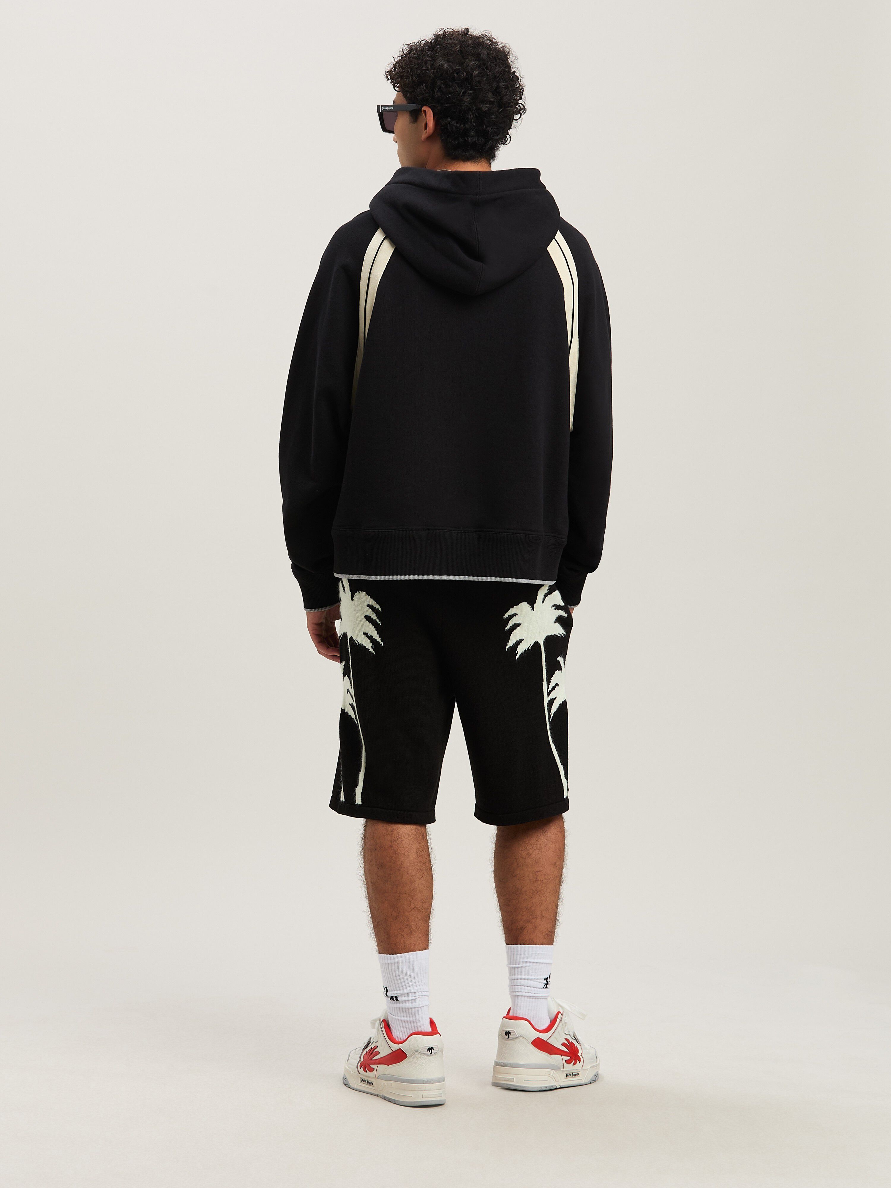 PALM ANGELS  Palm Inlay knit shorts BLACK - OFF WHITE PMHM012S25KNI002