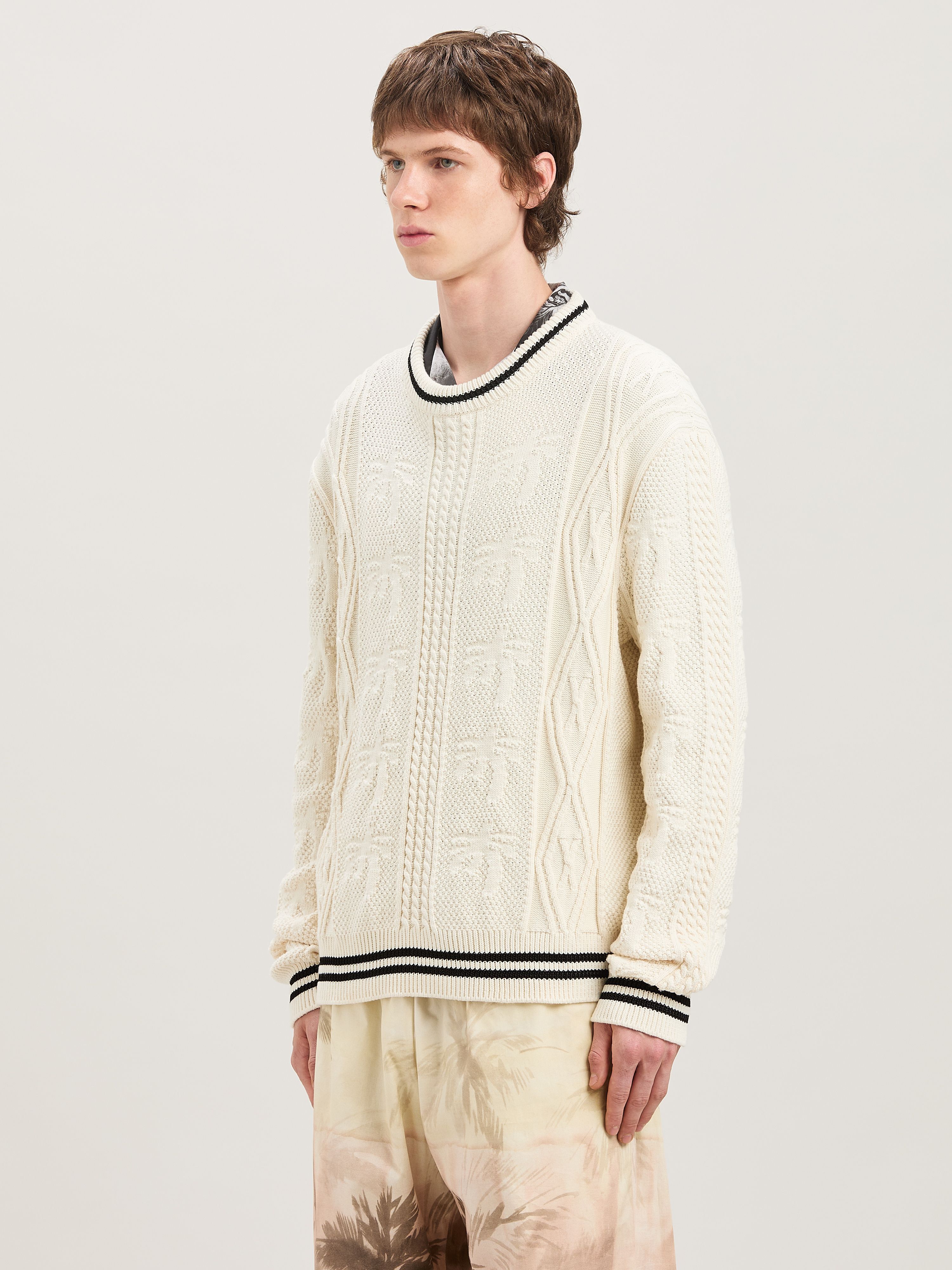 PALM ANGELS  Sweater mit geschwungenem Logo OFF WHITE - BLACK PMHE058S25KNI002