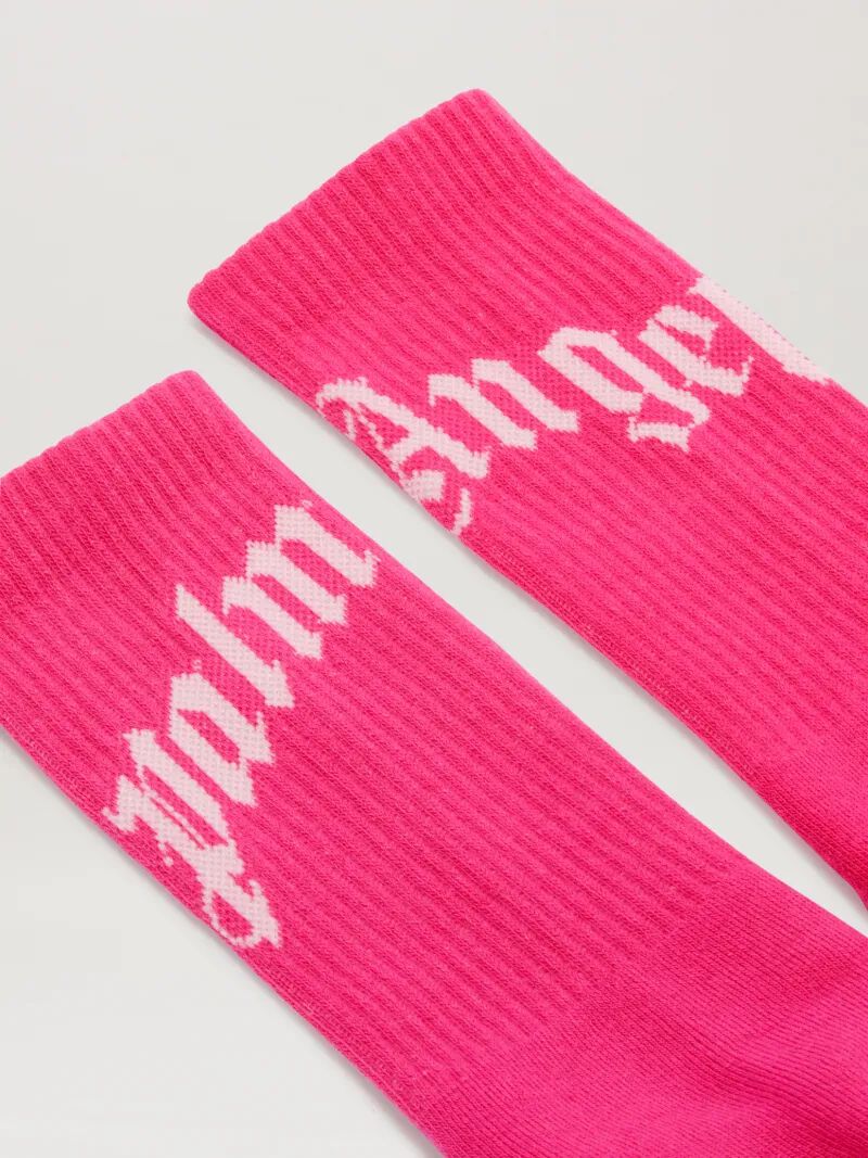 PALM ANGELS  Kurze Socken mit Curved-Logo FUCHSIA - SOFT PINK PWRA00AS25FAB001