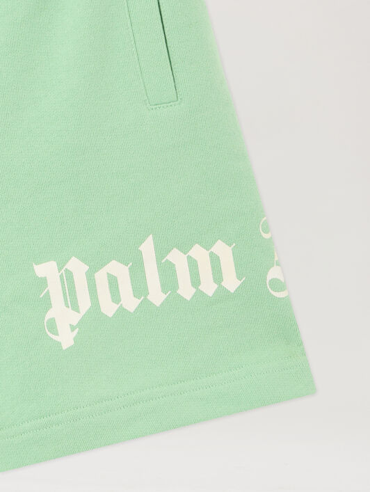 PALM ANGELS Overlogo Sweatshort VERDE/GREEN PBCI006S26FLE001
