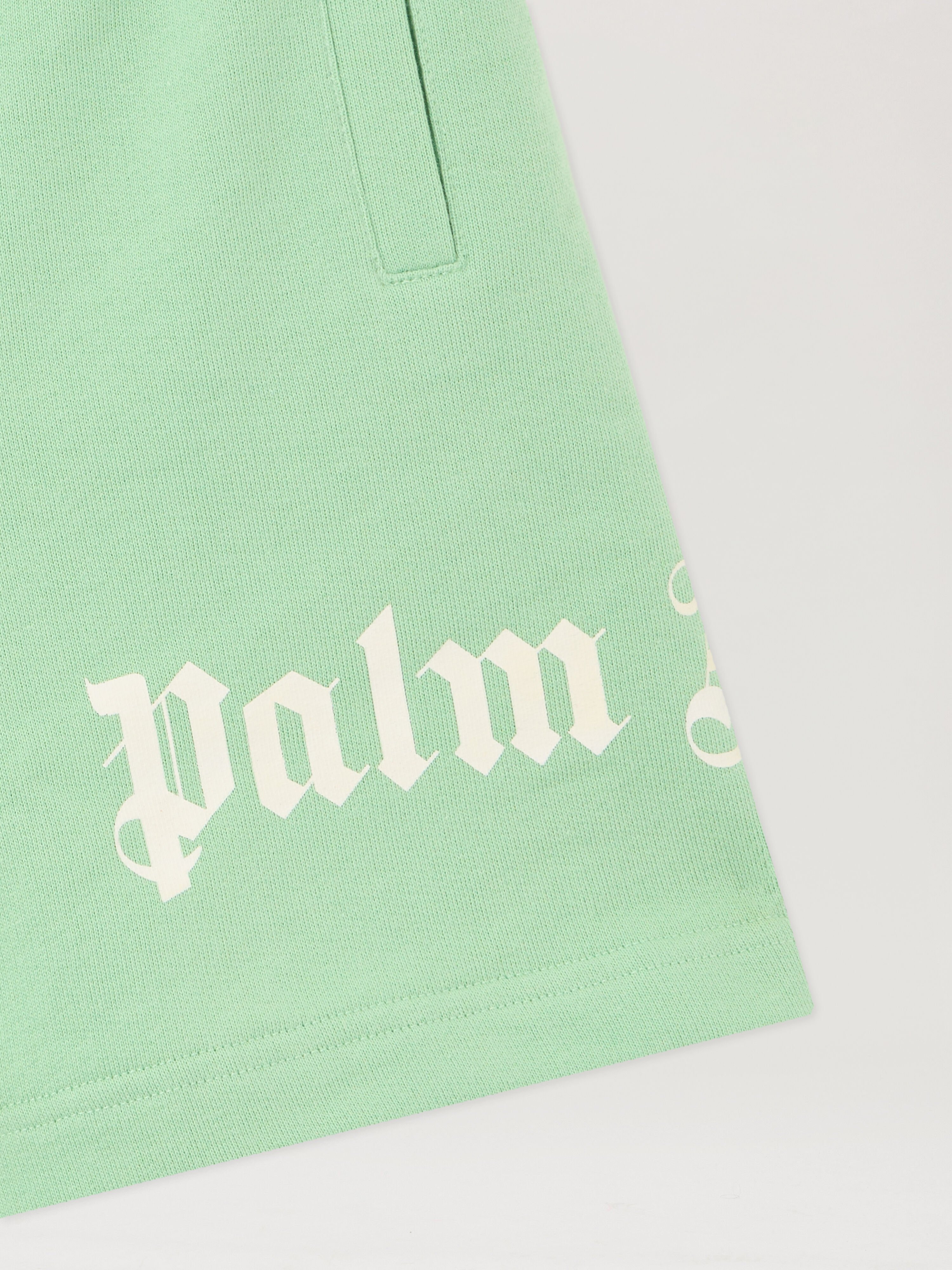 PALM ANGELS Overlogo Sweatshort VERDE/GREEN PBCI006S26FLE001