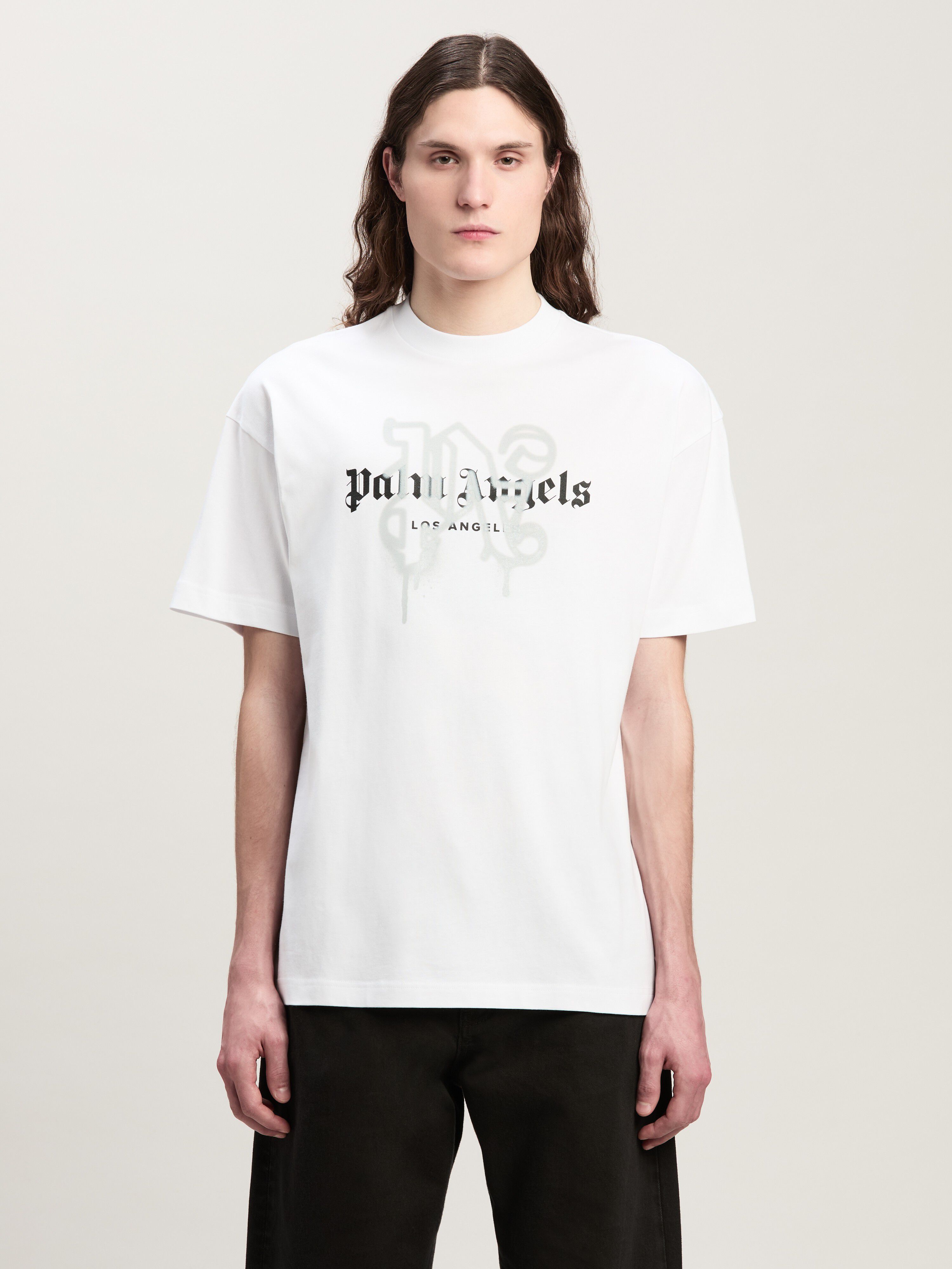 PALM ANGELS Monogram Spray City T-Shirt Los Angels WEIß PMAA001C99JER025