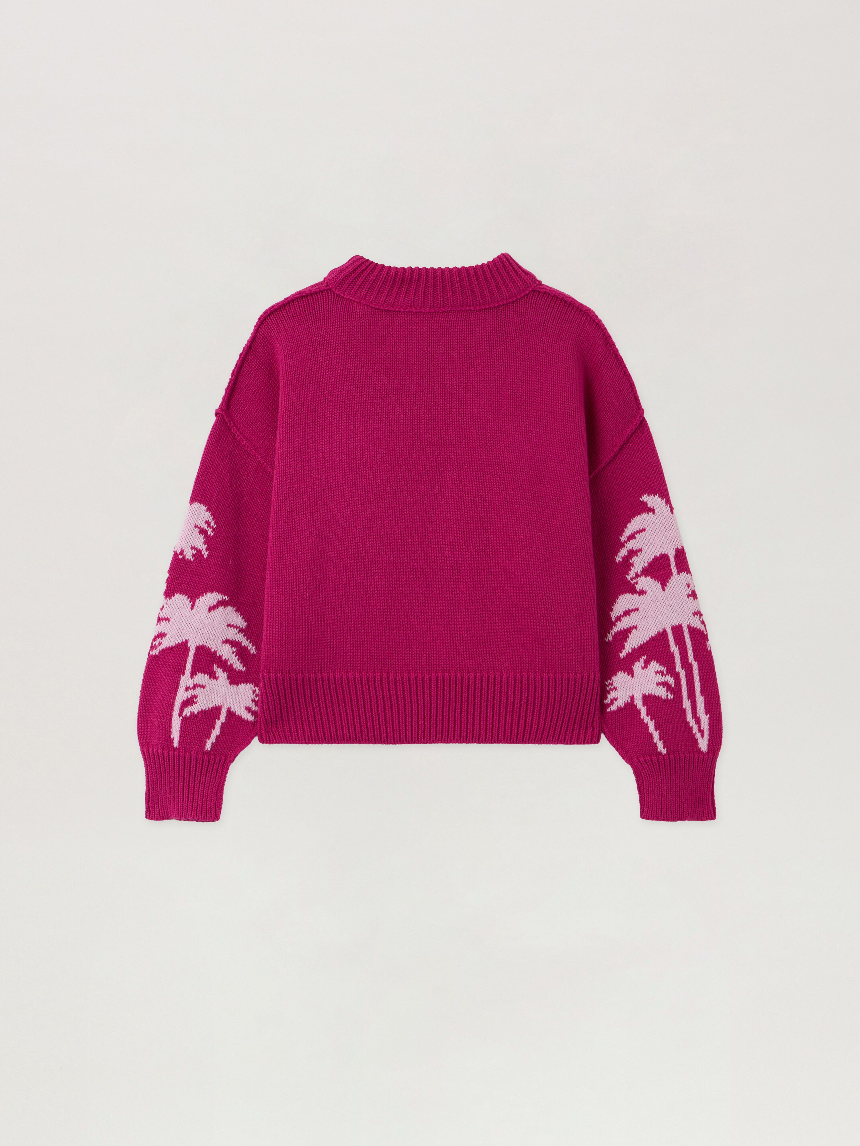 PALM ANGELS Pa Palms Knit Crew Crop. FUCHSIA - SOFT PINK PGHT001F25KNI001