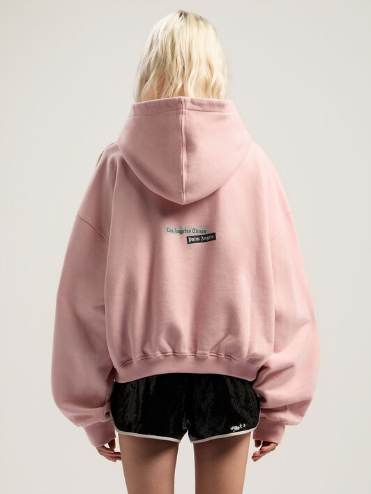 PALM ANGELS Quote Crop Hoodie PINK - MULTICOLOR PWBB076F25FLE005