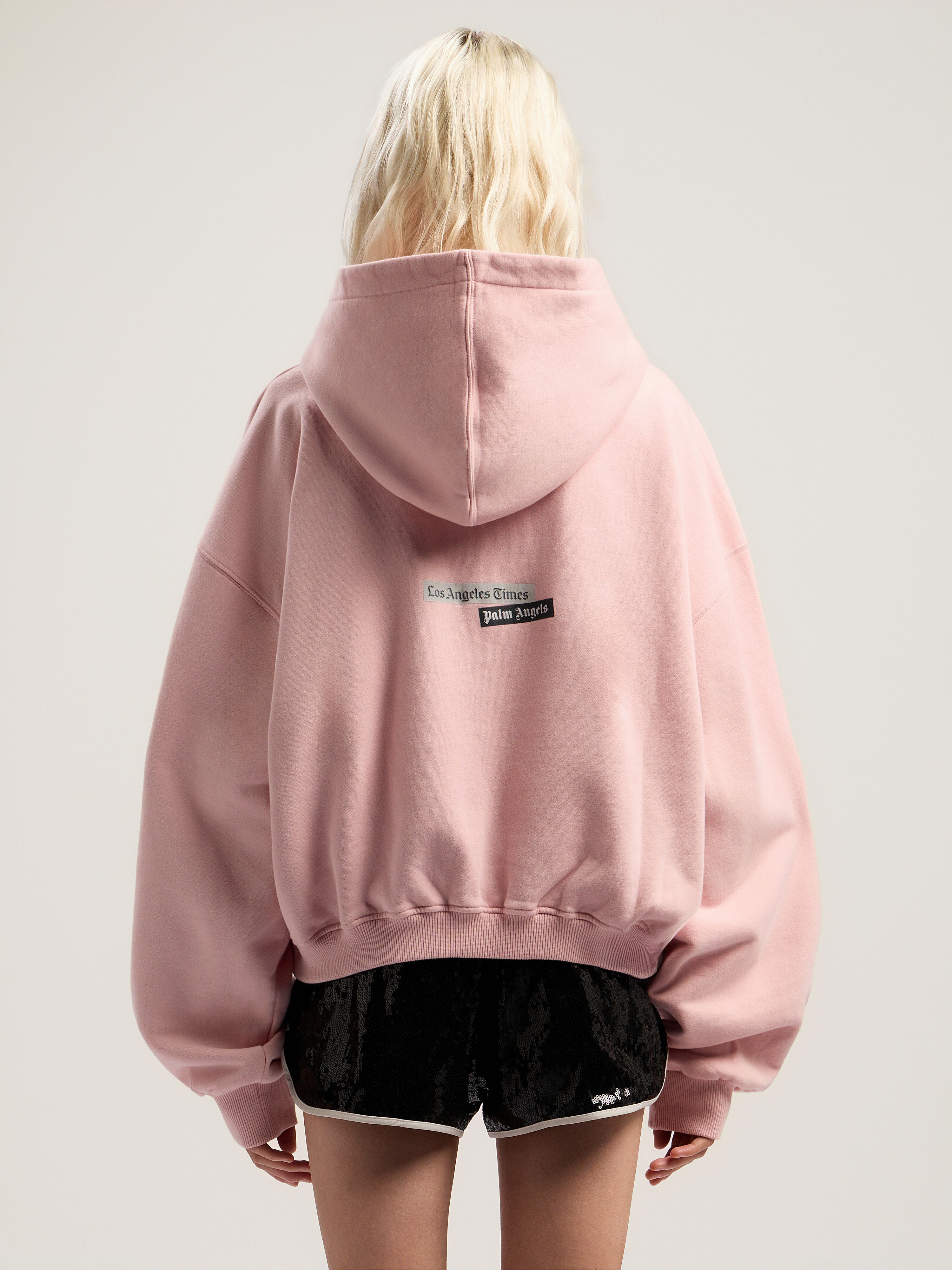 PALM ANGELS Quote Crop Hoodie PINK - MULTICOLOR PWBB076F25FLE005