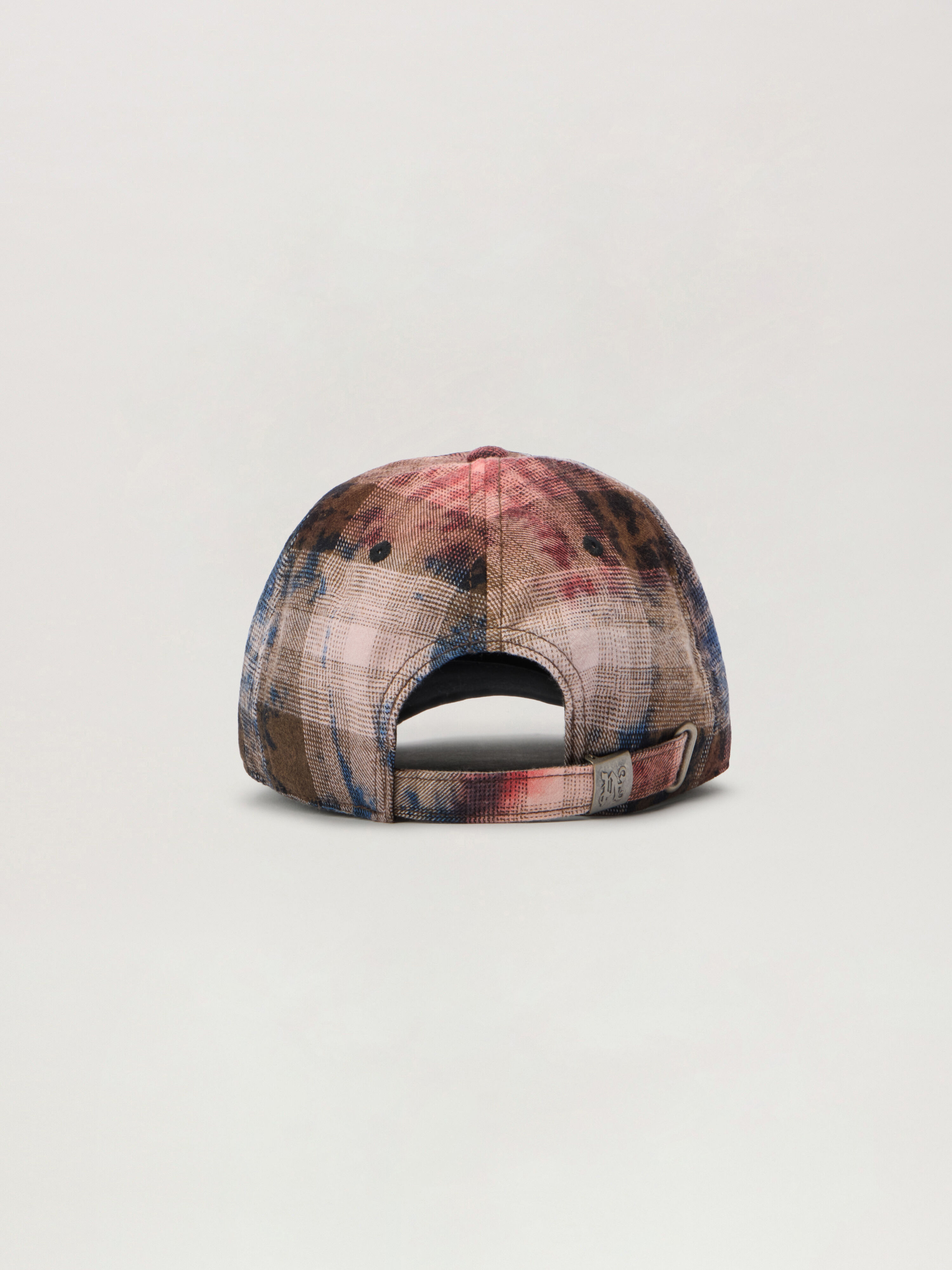 PALM ANGELS Curved Logo Check Cap BLUE - RED PMLB104F25FAB004