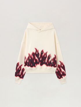 PALM ANGELS Flames Loose Hoodie OFF WHITE - MULTICOLOR PMBB17EF25FLE002