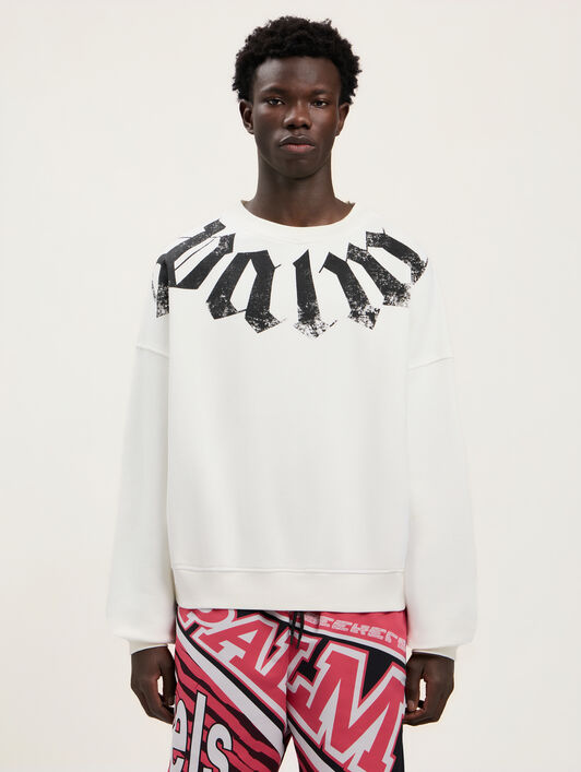 PALM ANGELS Big Neck Logo Loose Sweatshirt OFF WHITE BLACK PMBA08JS26FLE001