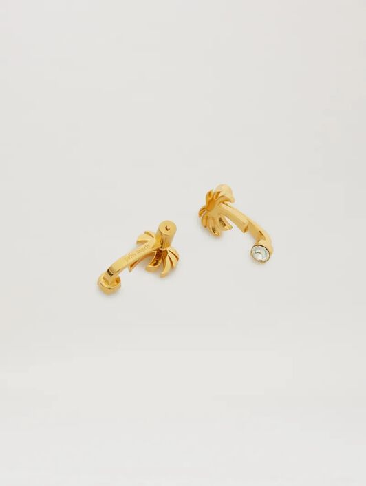 PALM ANGELS  Strass palm earrings GOLD - TRANSPARENT PWOD037S25MAT001