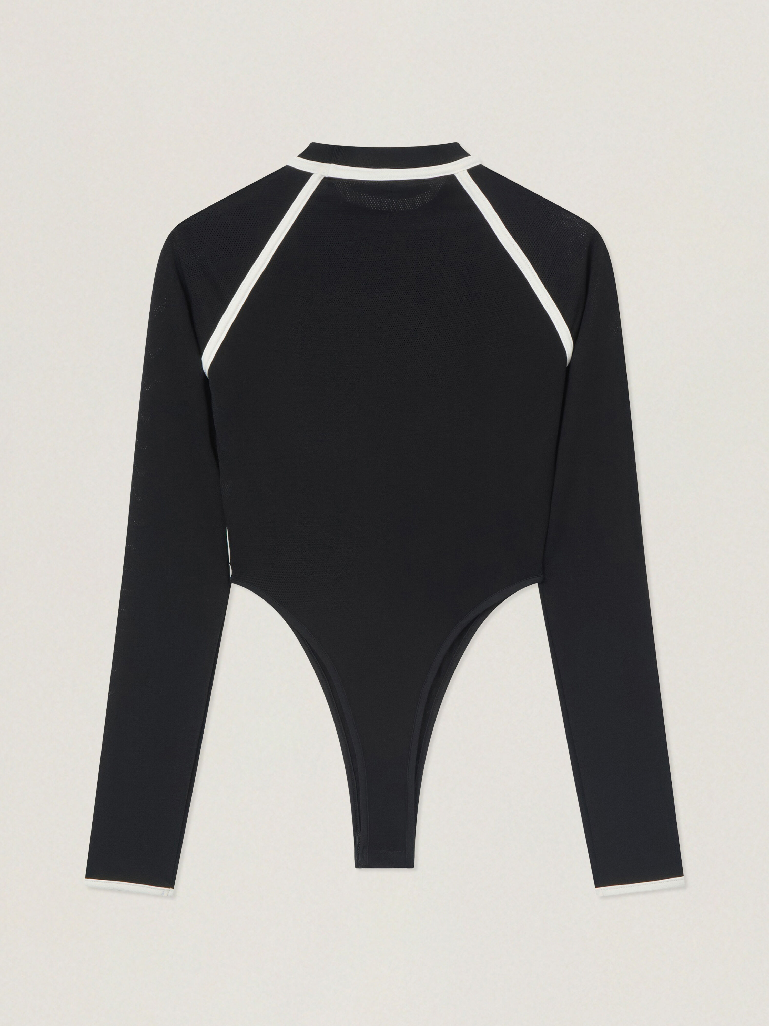 PALM ANGELS Curved Logo Fitted Body Long Sleeve BLACK - OFF WHITE PAWDD01F26FB01