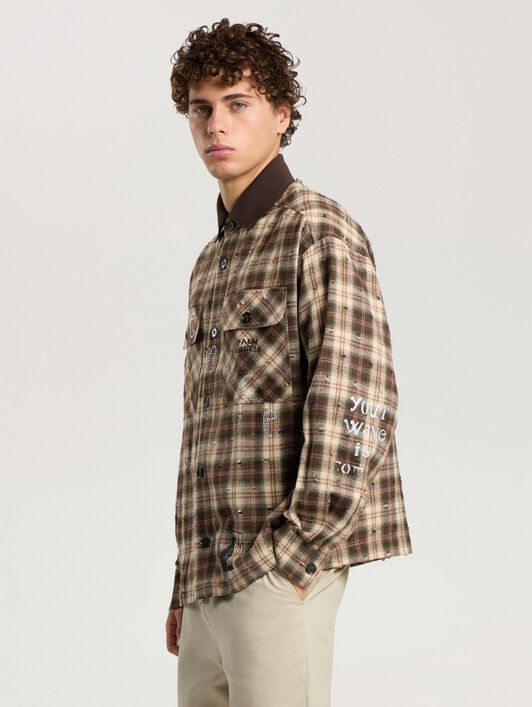 PALM ANGELS Surfer Dream Check Loose Shirt MULTICOLOR - BLACK PAMGE05F26FB02