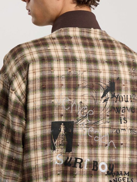 PALM ANGELS Surfer Dream Check Loose Shirt MULTICOLOR - BLACK PAMGE05F26FB02
