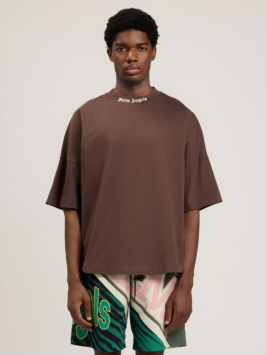 PALM ANGELS Classic Logo Over T-Shirt BROWN OFF WHITE PMAA10BS26JER001