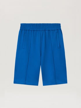 PALM ANGELS B Curved Logo Track Shorts COBALT BLUE BLACK PMCL00AS26FAB001