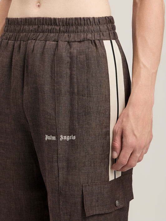 PALM ANGELS Classic Logo Track Pants BROWN OFF WHITE PMCF03CS26FAB001