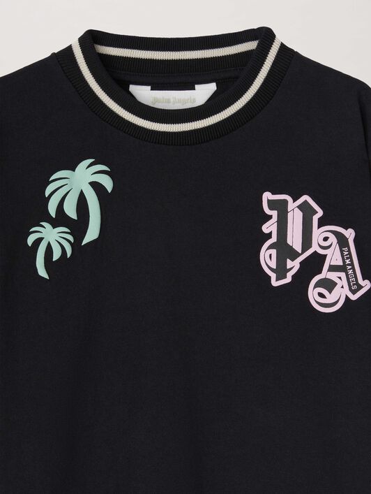 PALM ANGELS  Team Palm T-shirt BLACK BUTTER PGAA001S25JER001
