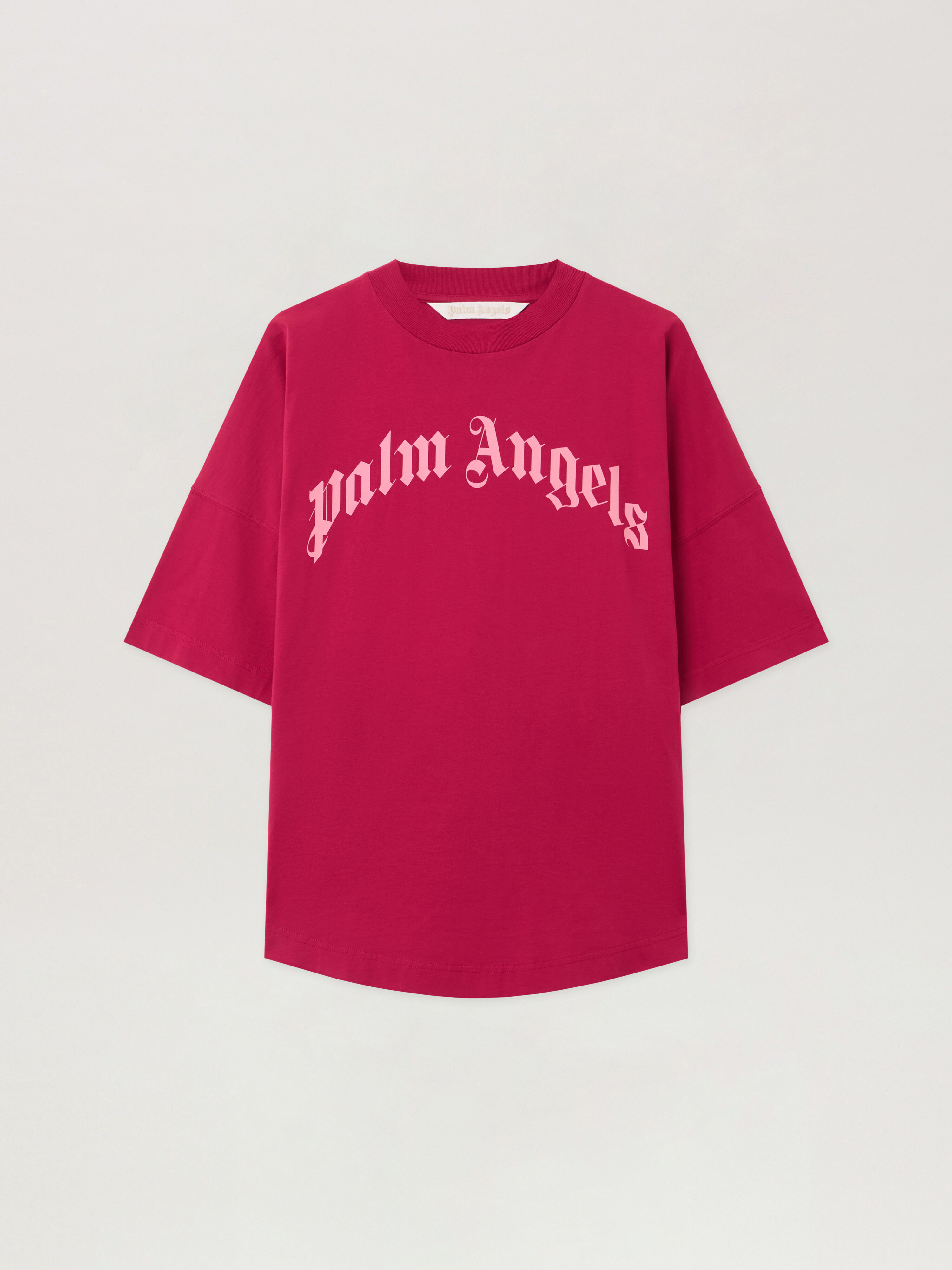 Curved Logo Over T-shirt in FUCHSIA - PINK for Women | Palm Angels®