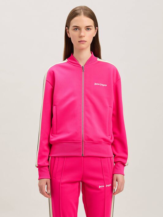 PALM ANGELS  Bomberjacke mit klassischem Logo und Stickerei FUCHSIA - OFF WHITE PWBD050S25FAB002