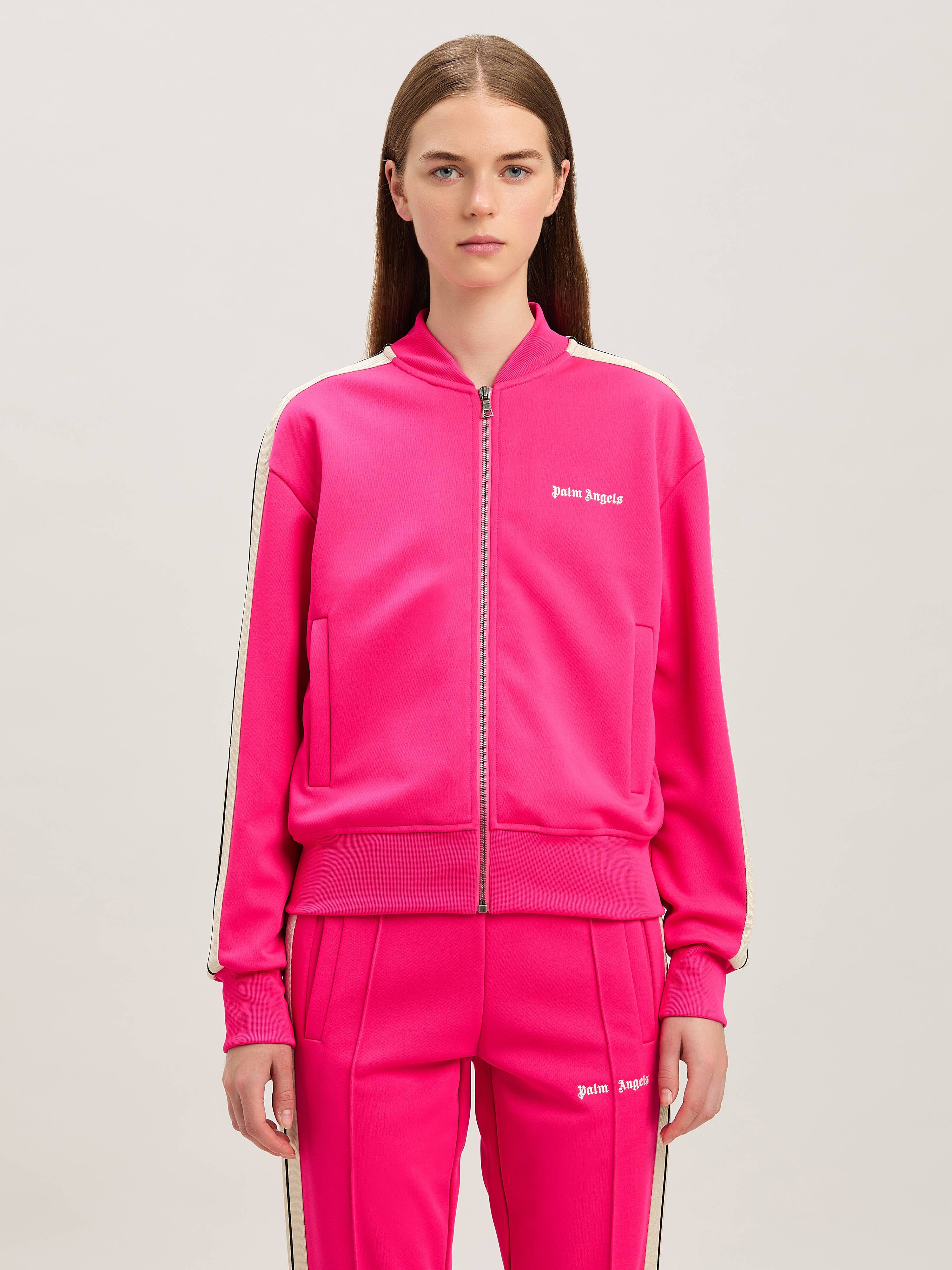 PALM ANGELS  Bomberjacke mit klassischem Logo und Stickerei FUCHSIA - OFF WHITE PWBD050S25FAB002