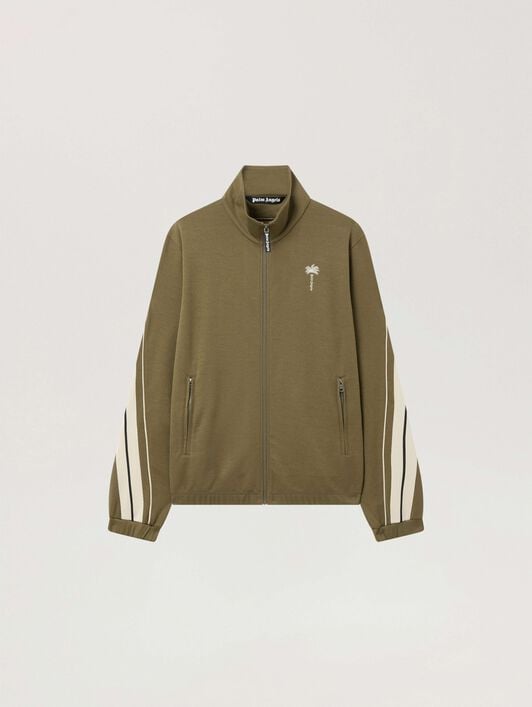 Palm Tree Striped Track Jacket PALM ANGELS Palm Tree Striped Track Jacket OLIVE GREEN - OFF WHITE PAMBD06W26FB01