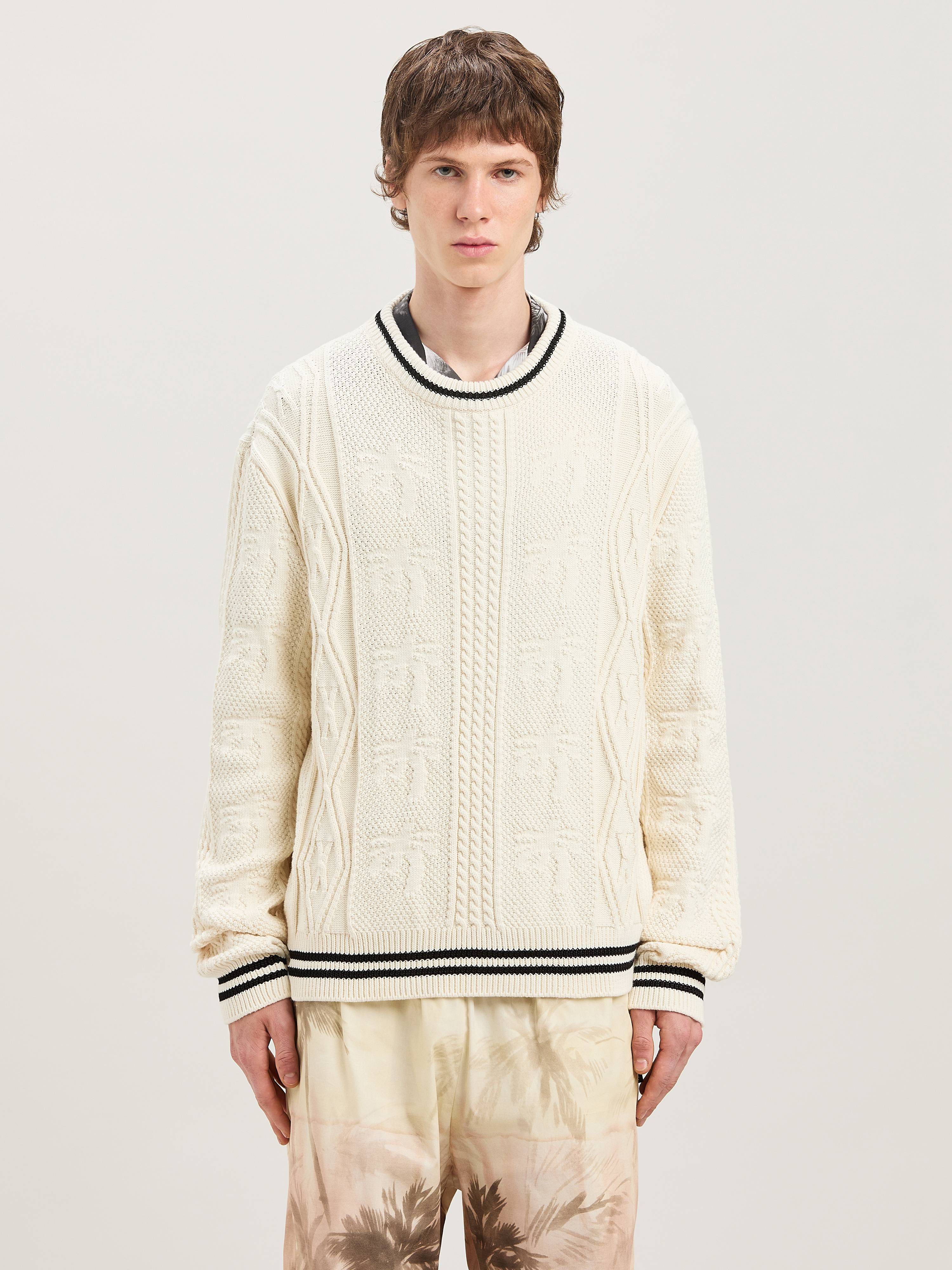 PALM ANGELS  Sweater mit geschwungenem Logo OFF WHITE - BLACK PMHE058S25KNI002