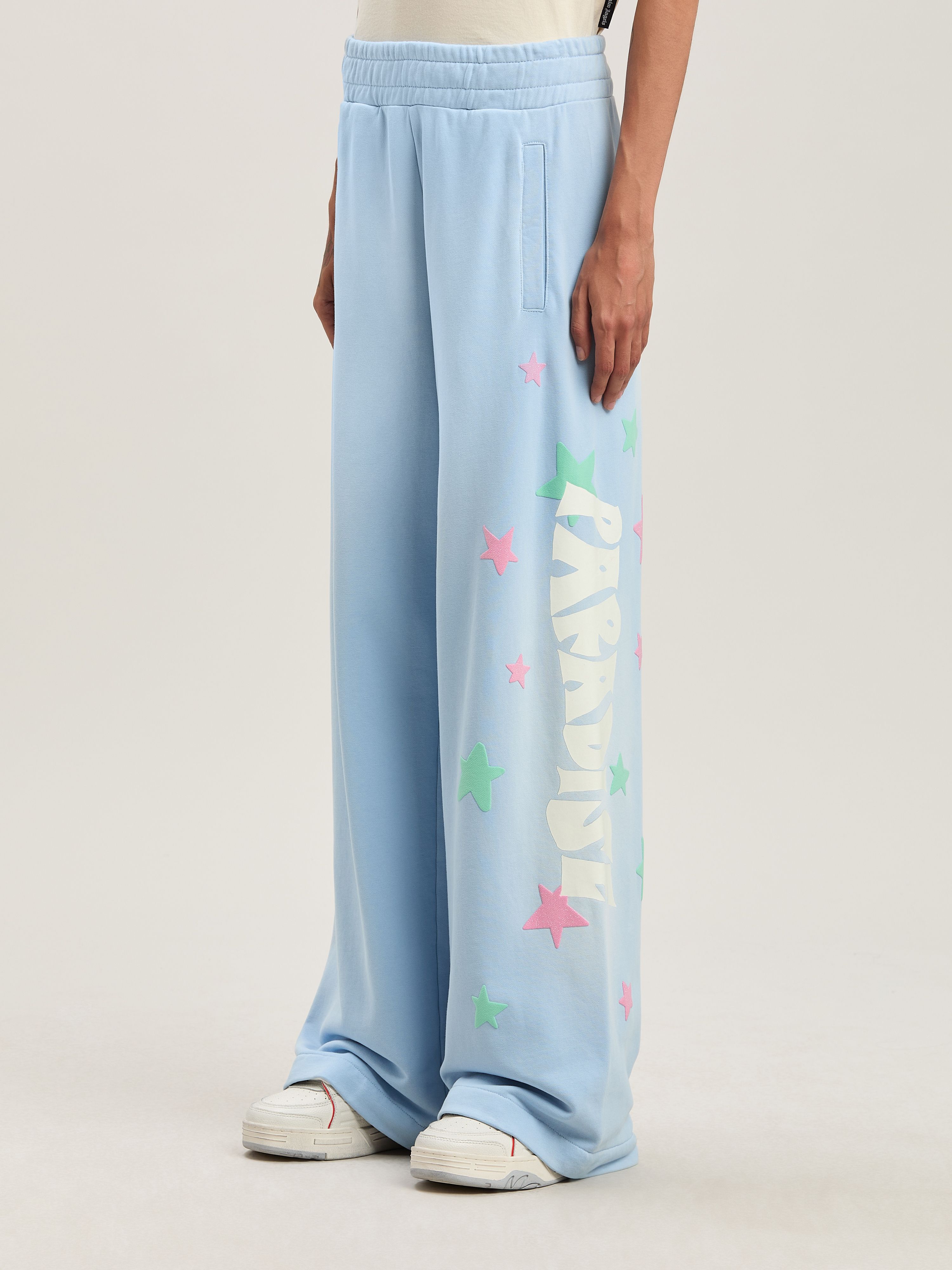 PALM ANGELS  Paradise Sweathose BABY BLUE - OFF WHITE PWCH025S25FLE001