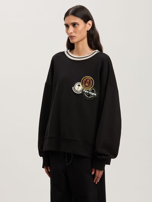 PALM ANGELS  tri-Patch sweatshirt Moncler x Palm Angels BLACK - WHITE PMBA08CT25FLE001