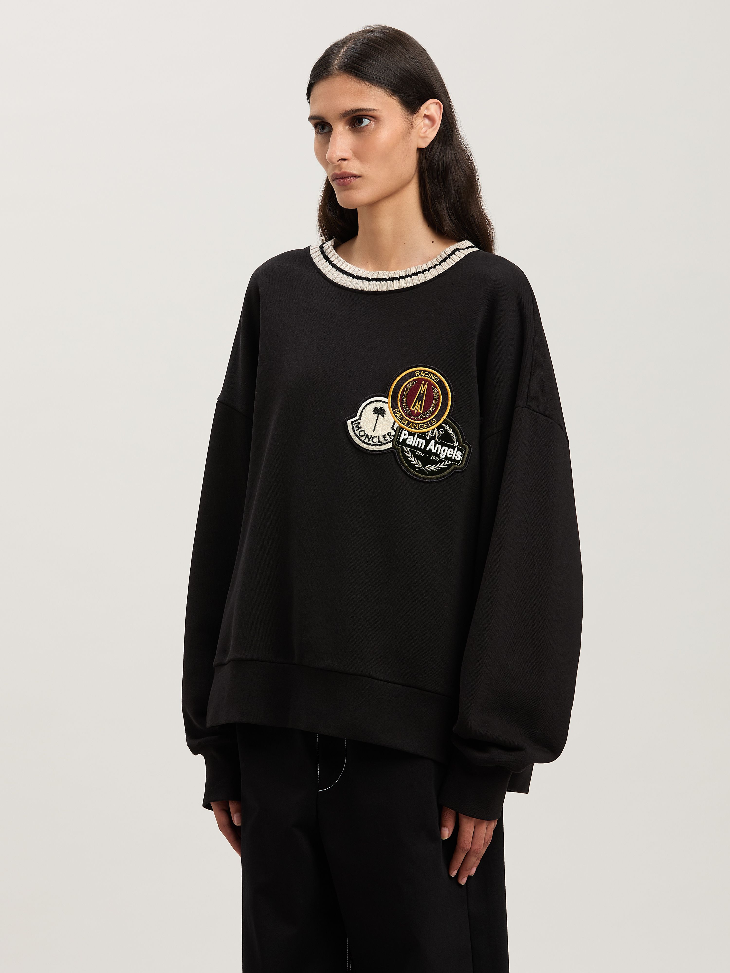 PALM ANGELS  tri-Patch sweatshirt Moncler x Palm Angels BLACK - WHITE PMBA08CT25FLE001