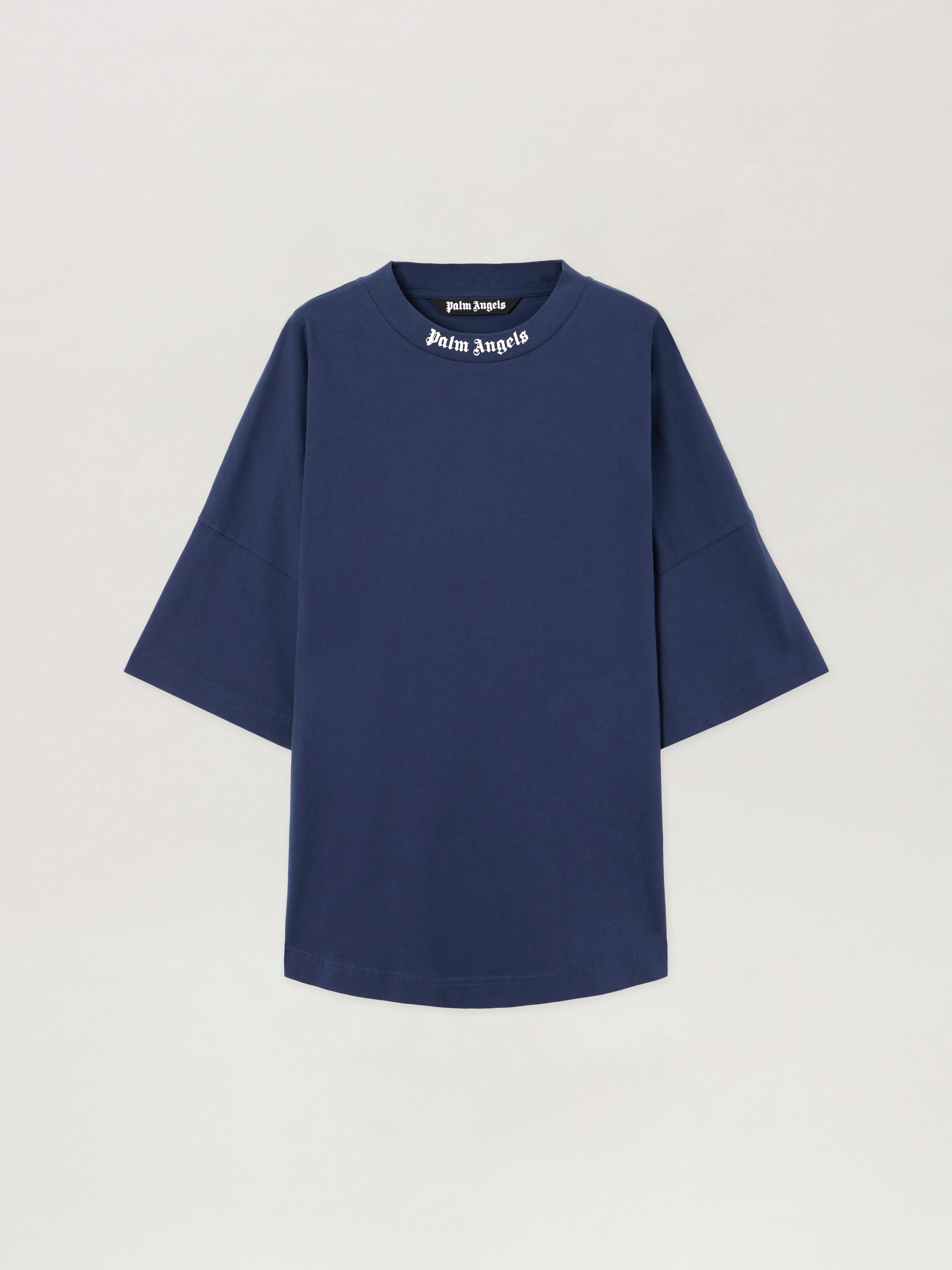 PALM ANGELS Classic Logo Over T-Shirt NAVY BLUE OFF WHITE PMAA10BS26JER001