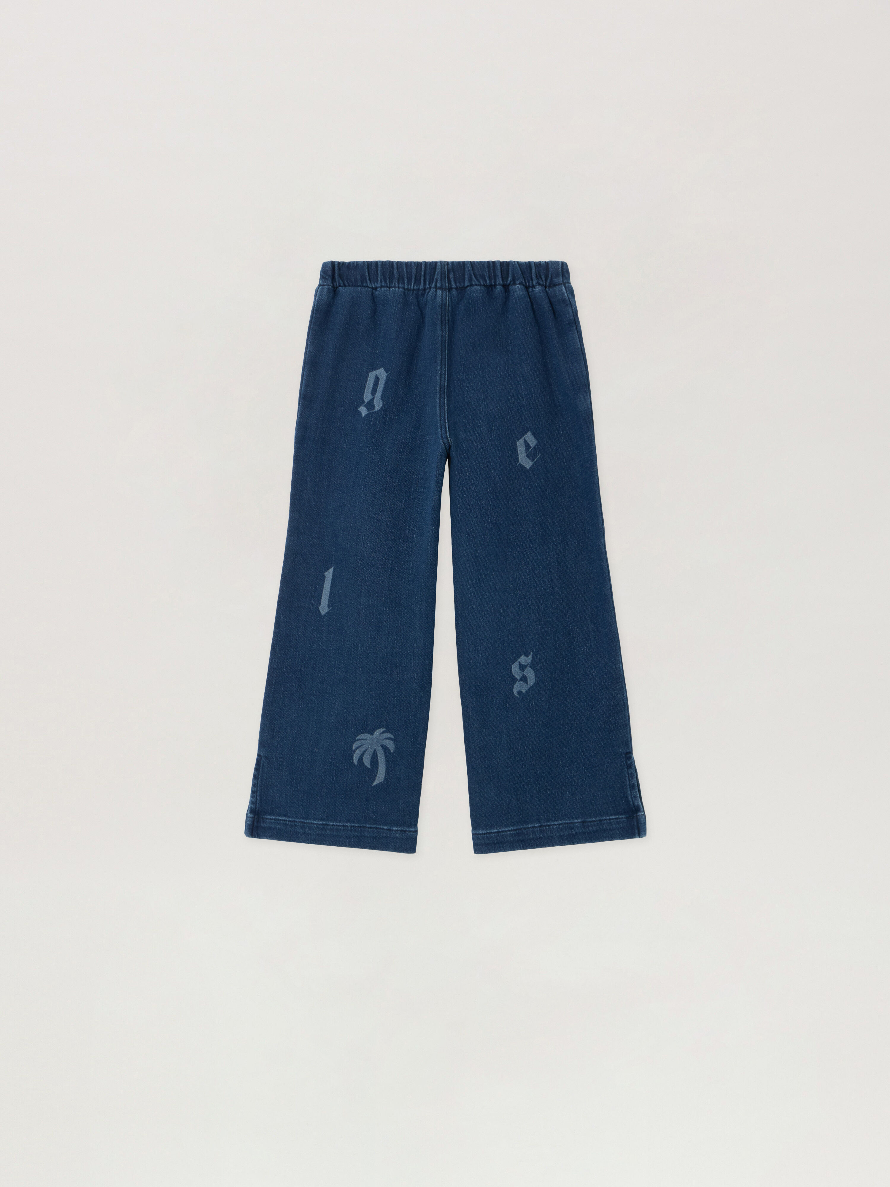 PALM ANGELS Pa Letters Washed Wide Pant MEDIUM BLUE - LIGHT BLUE PGCH009F25DEN001