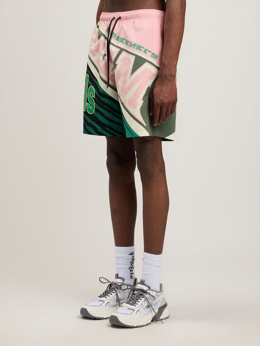 PALM ANGELS Racing Swimshorts PINK GREEN PMFD01BS26FAB001