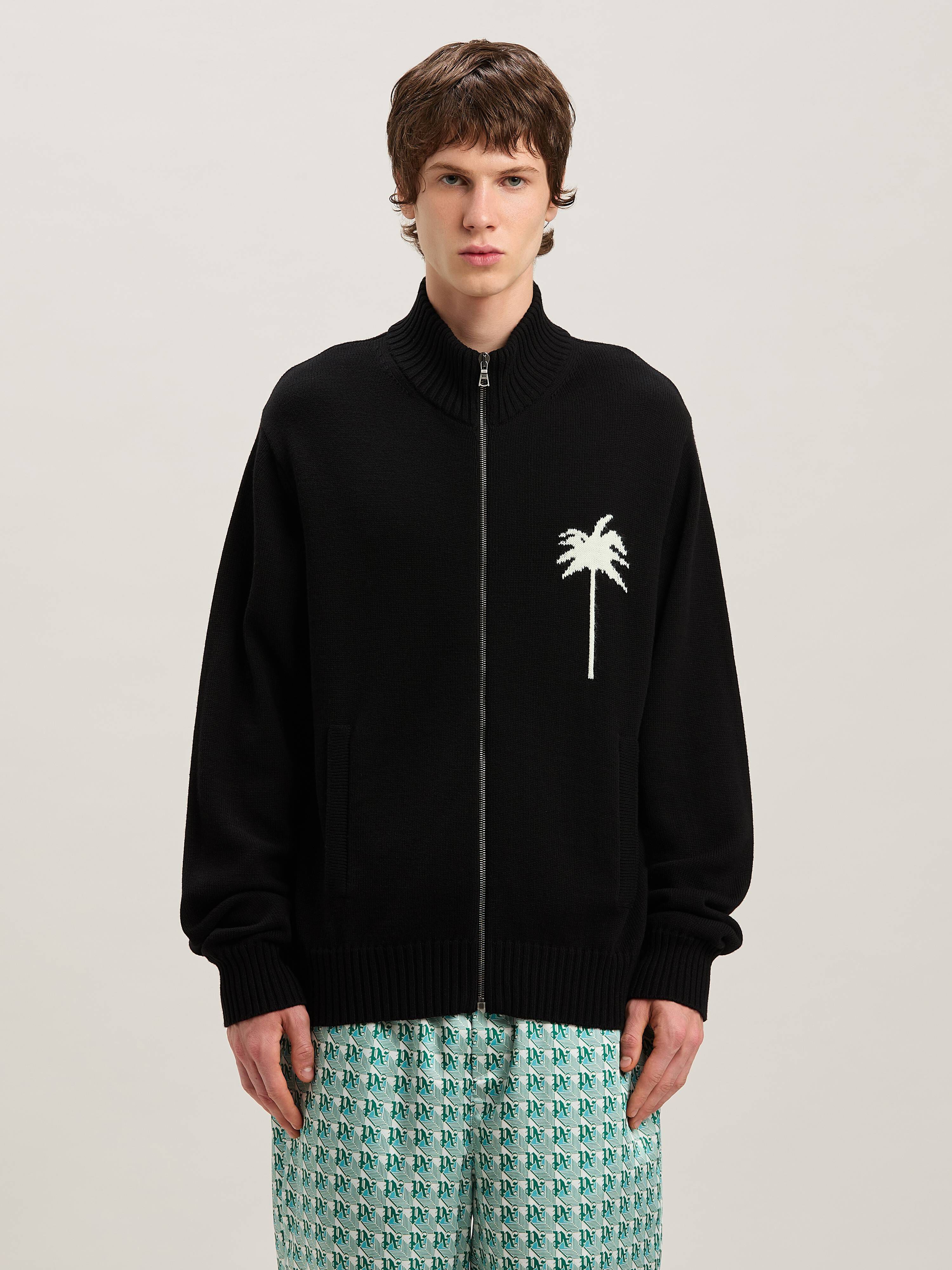 PALM ANGELS  Strickjacke mit Palme BLACK - OFF WHITE PMHA061S25KNI001