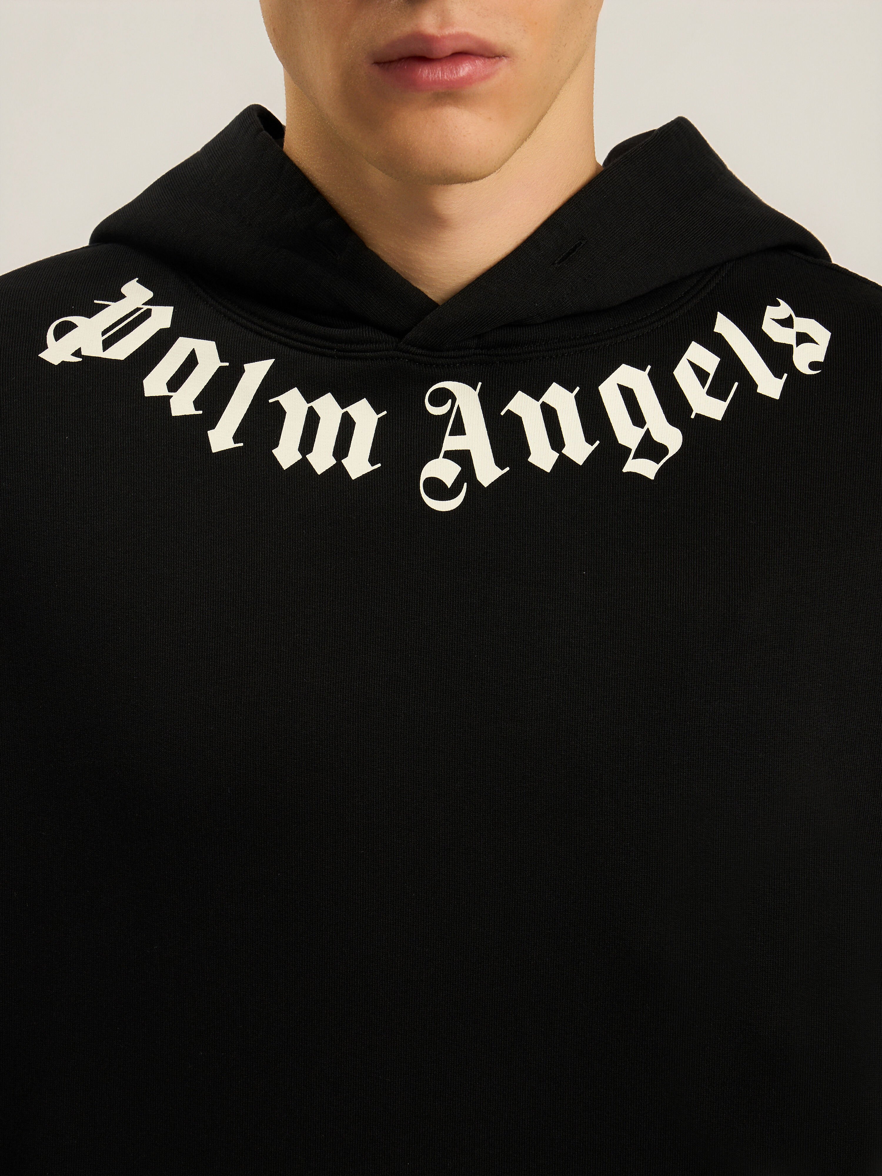 Neck Logo Regular Hoodie PALM ANGELS Neck Logo Regular Hoodie BLACK - OFF WHITE PAMBB03F26FL01