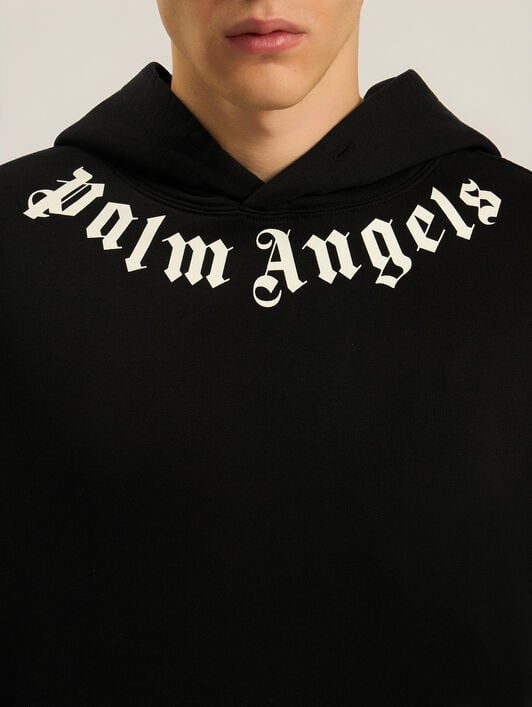 Neck Logo Regular Hoodie PALM ANGELS Neck Logo Regular Hoodie BLACK - OFF WHITE PAMBB03F26FL01